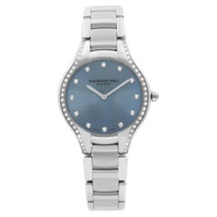 Raymond Weil Montre à quartz Noemia en acier avec cadran bleu et diamants, pour femmes 5132-STS-50081