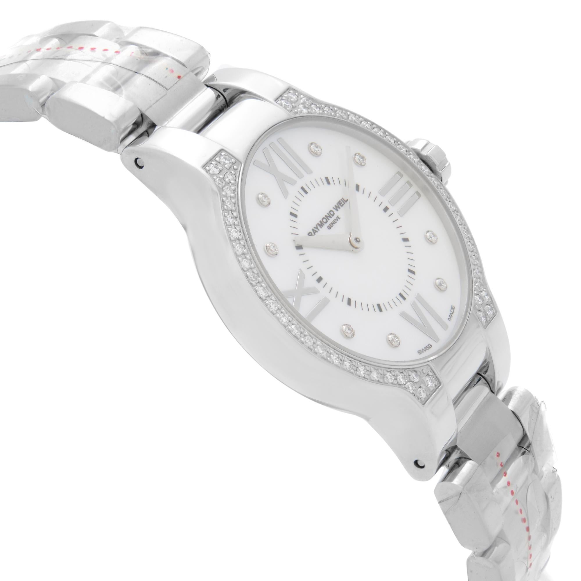Women's Raymond Weil Noemia Steel Diamond MOP Dial Quartz Ladies Watch 5932-STS-00995
