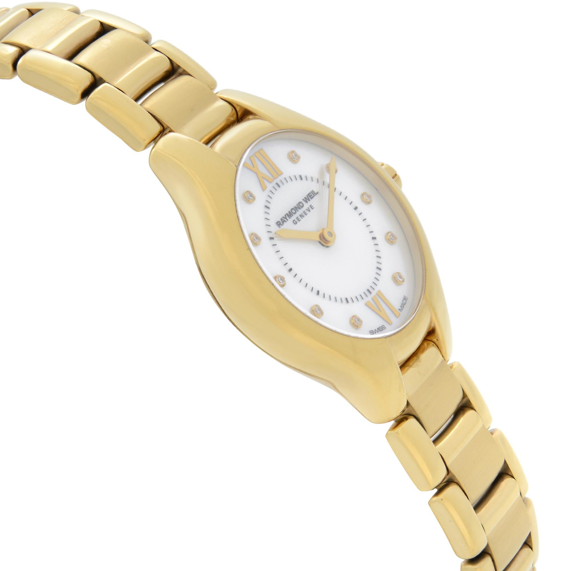 Raymond Weil Noemia Yellow Gold Tone Steel MOP Dial Ladies Watch 5124-P-00985 In Good Condition In New York, NY