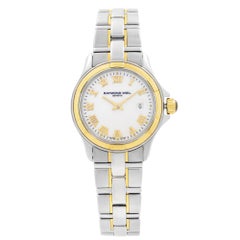 Raymond Weil Parsifal 18k Gold Steel White Roman Dial Ladies Watch 9460-SG-00308