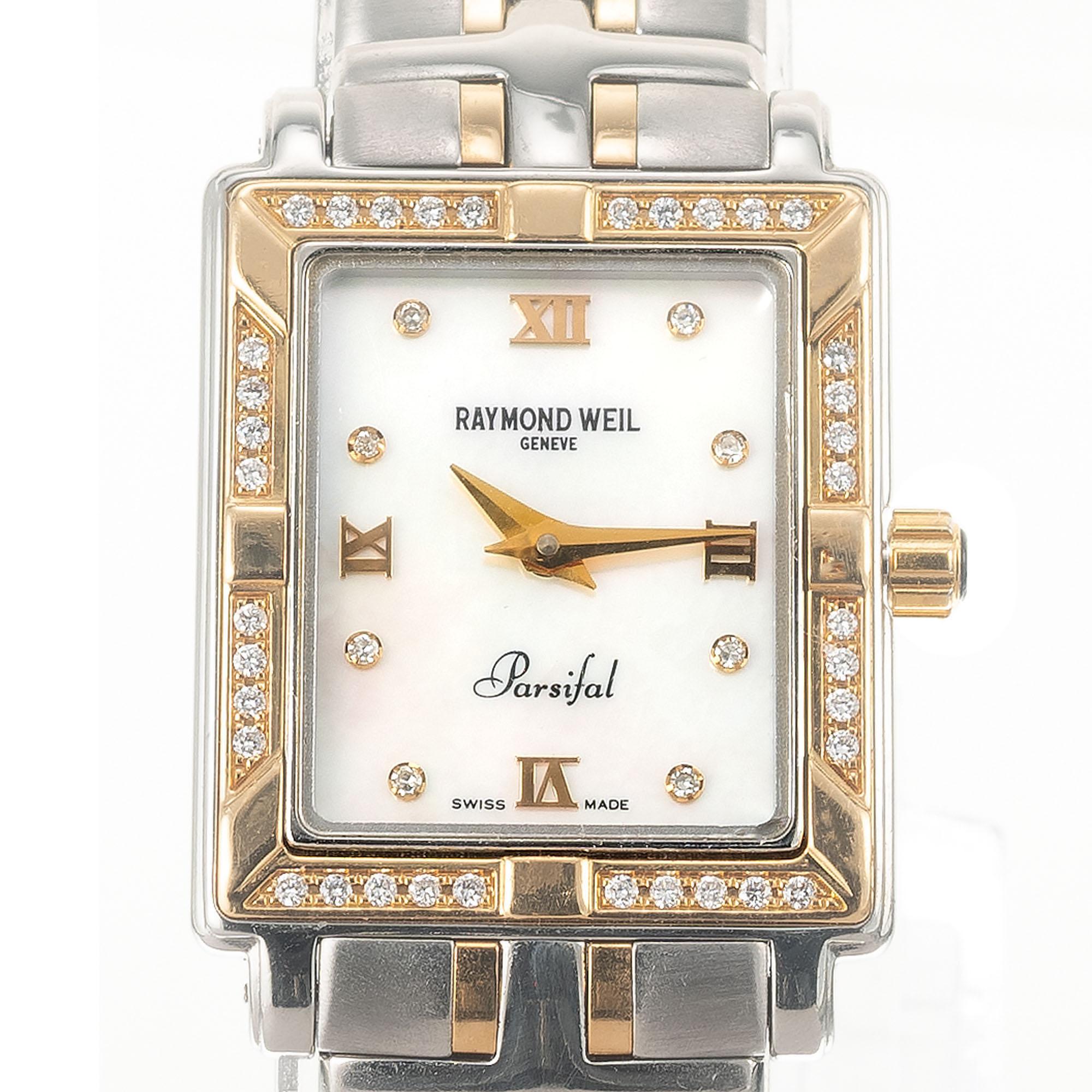 Round Cut Raymond Weil Parsifal .20 Carat Diamond Gold Ladies Wristwatch