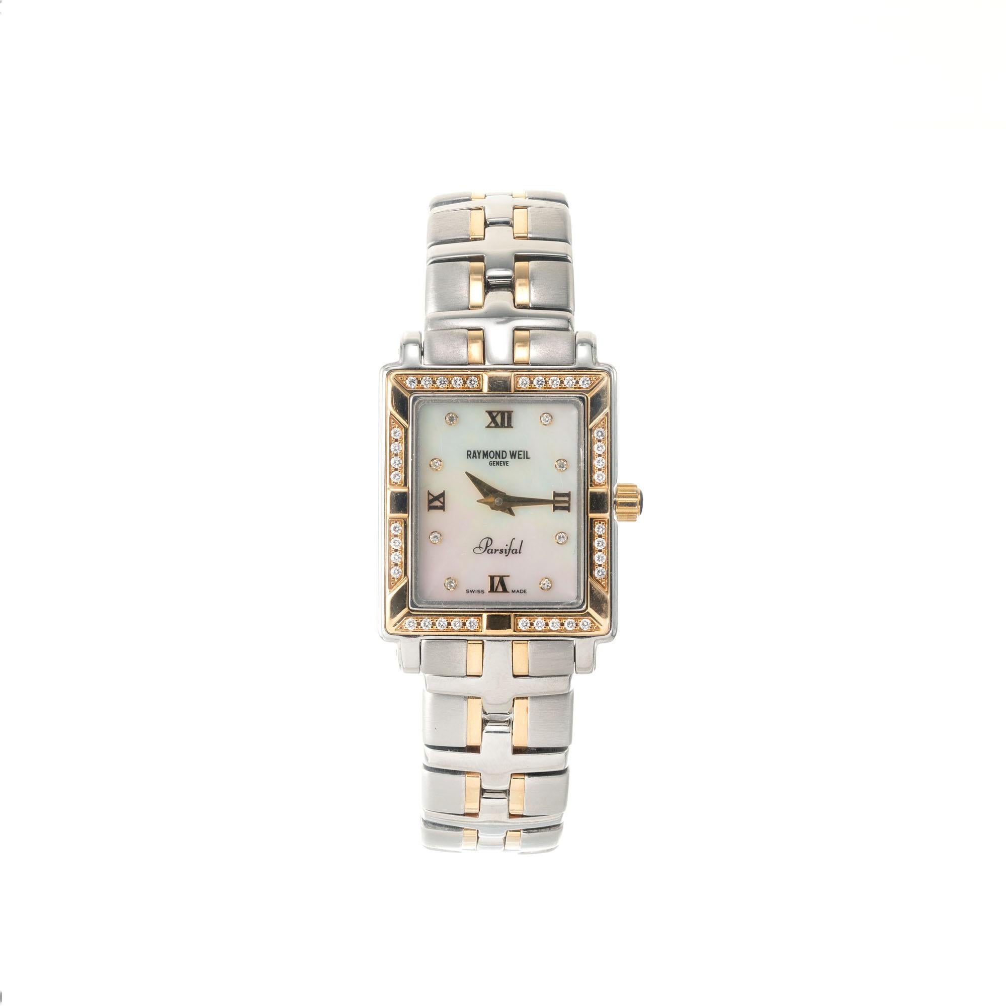 Raymond Weil Parsifal .20 Carat Diamond Gold Ladies Wristwatch In Good Condition In Stamford, CT