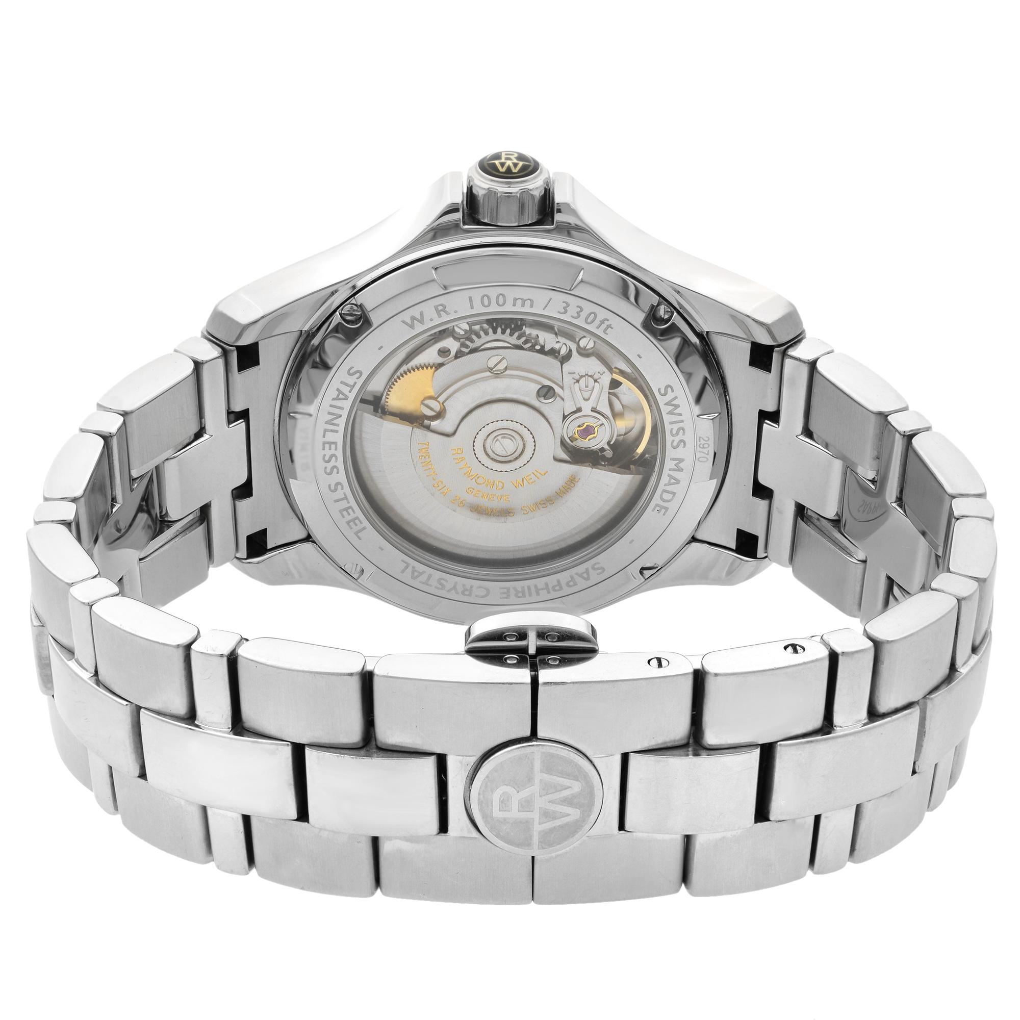 Men's Raymond Weil Parsifal Grey Roman Dual Steel Automatic Mens Watch 2970-ST-00608 For Sale