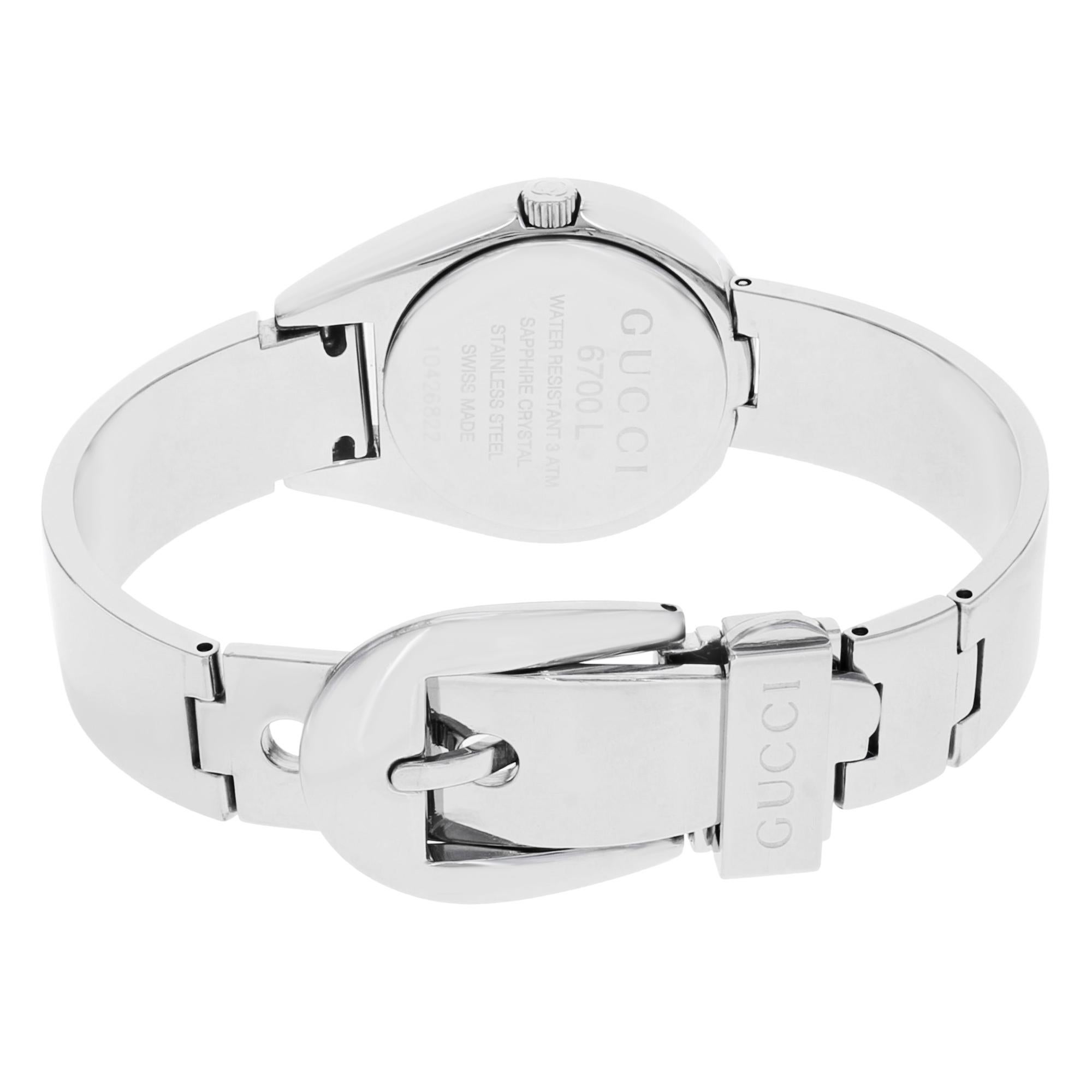Gucci 6700 L Petite Belt Buckle Bracelet Steel Quartz Watch YA067504 at ...