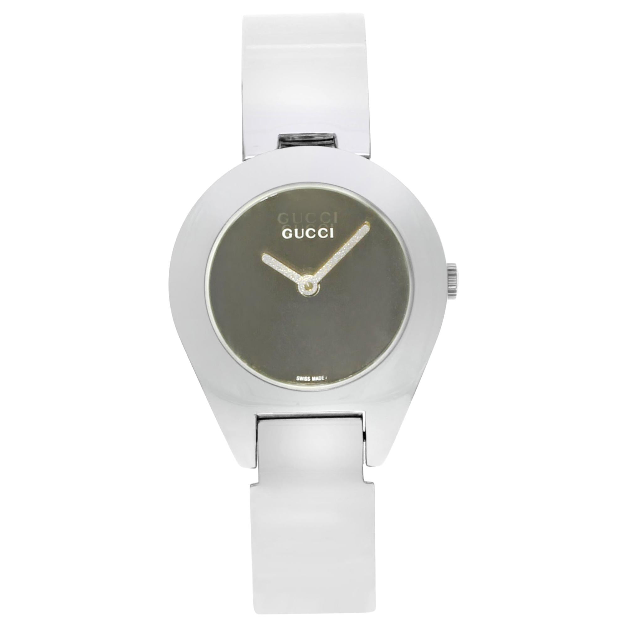 Gucci 6700 L Petite Belt Buckle Bracelet Steel Quartz Watch YA067504
