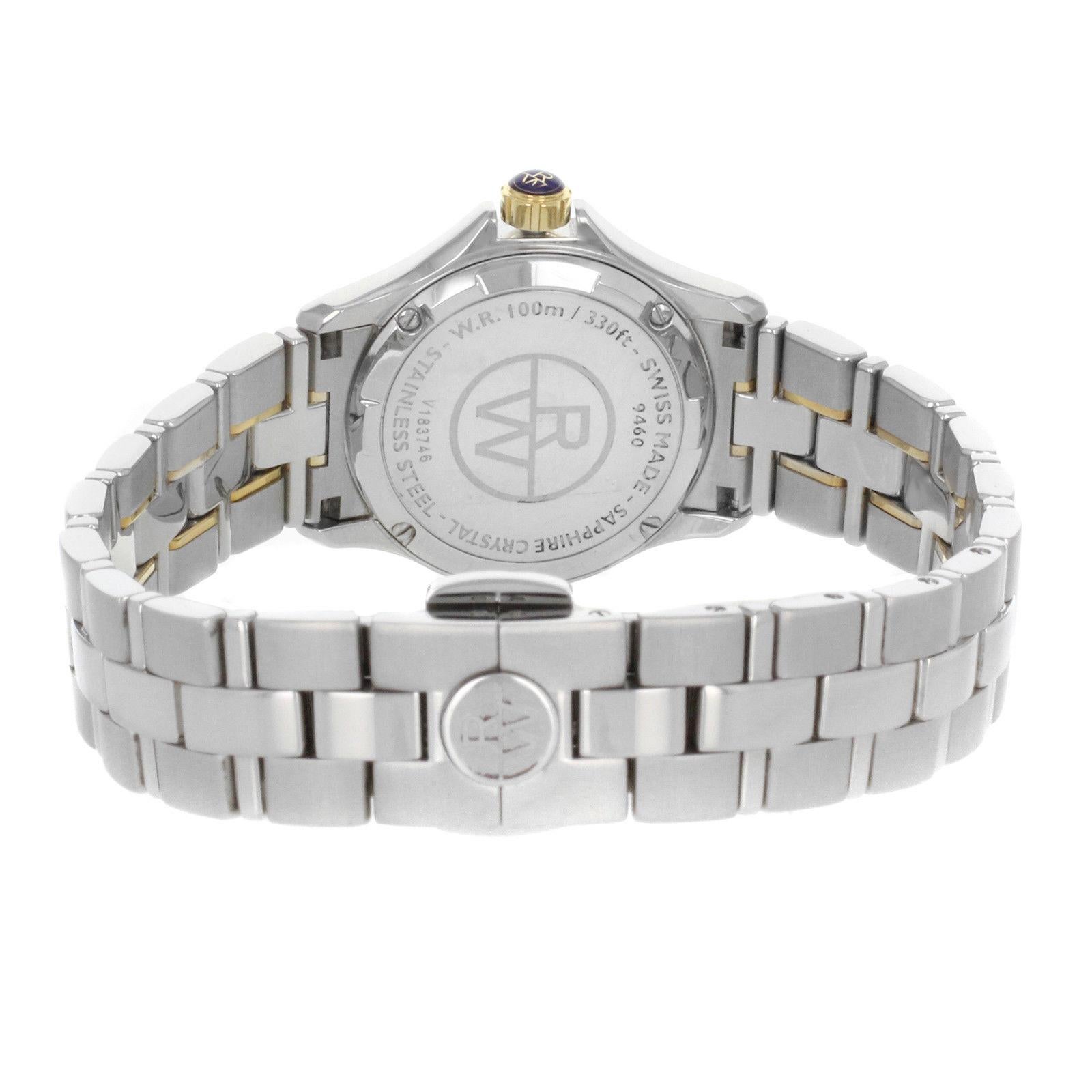Raymond Weil Parsifal MOP Dial Steel 18 Karat Gold Quartz Watch 9460-SGS-97081 In Excellent Condition In New York, NY
