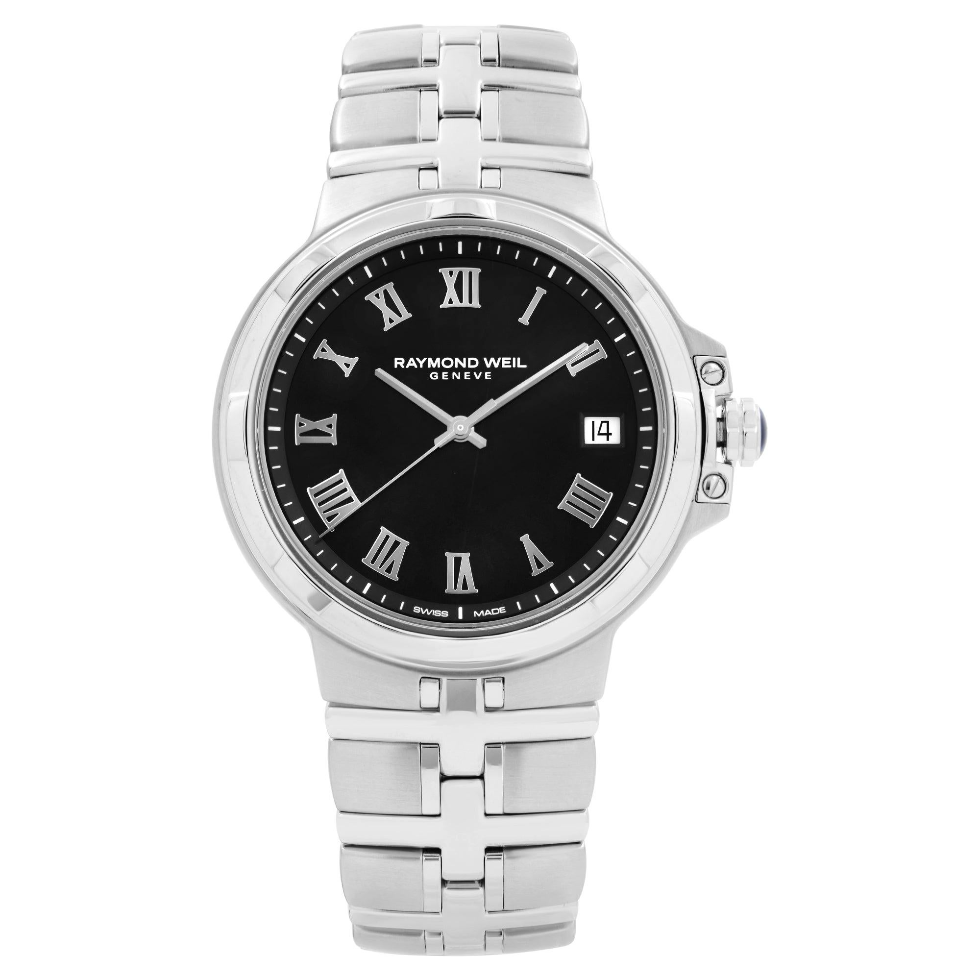 Raymond Weil Parsifal Acier inoxydable Cadran noir Montre à quartz pour hommes 5580-ST-00208