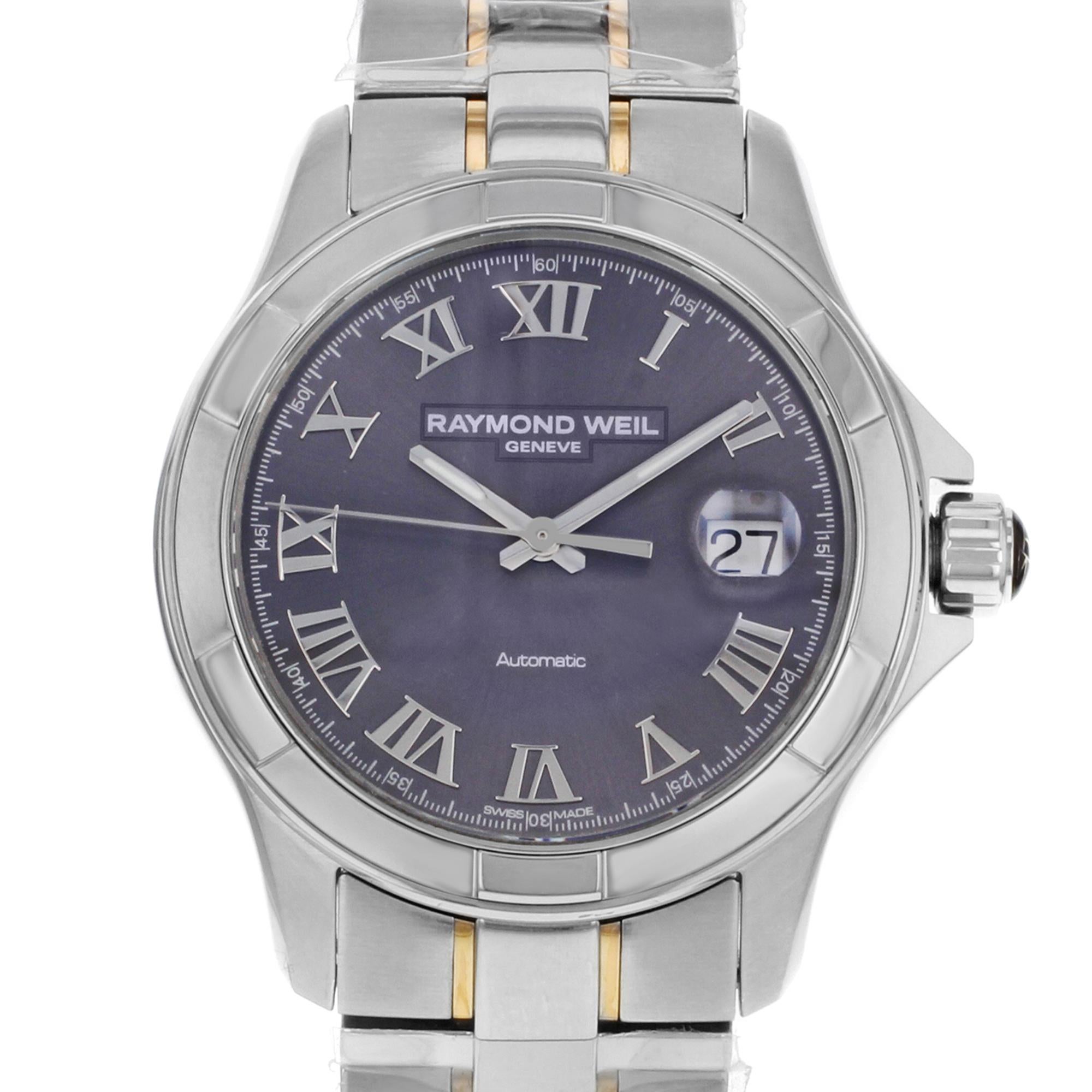 This pre-owned Raymond Weil Parsifal  2970 is a beautiful men's timepiece that is powered by mechanical (automatic) movement which is cased in a stainless steel case. It has a round shape face, date indicator dial and has hand roman numerals style