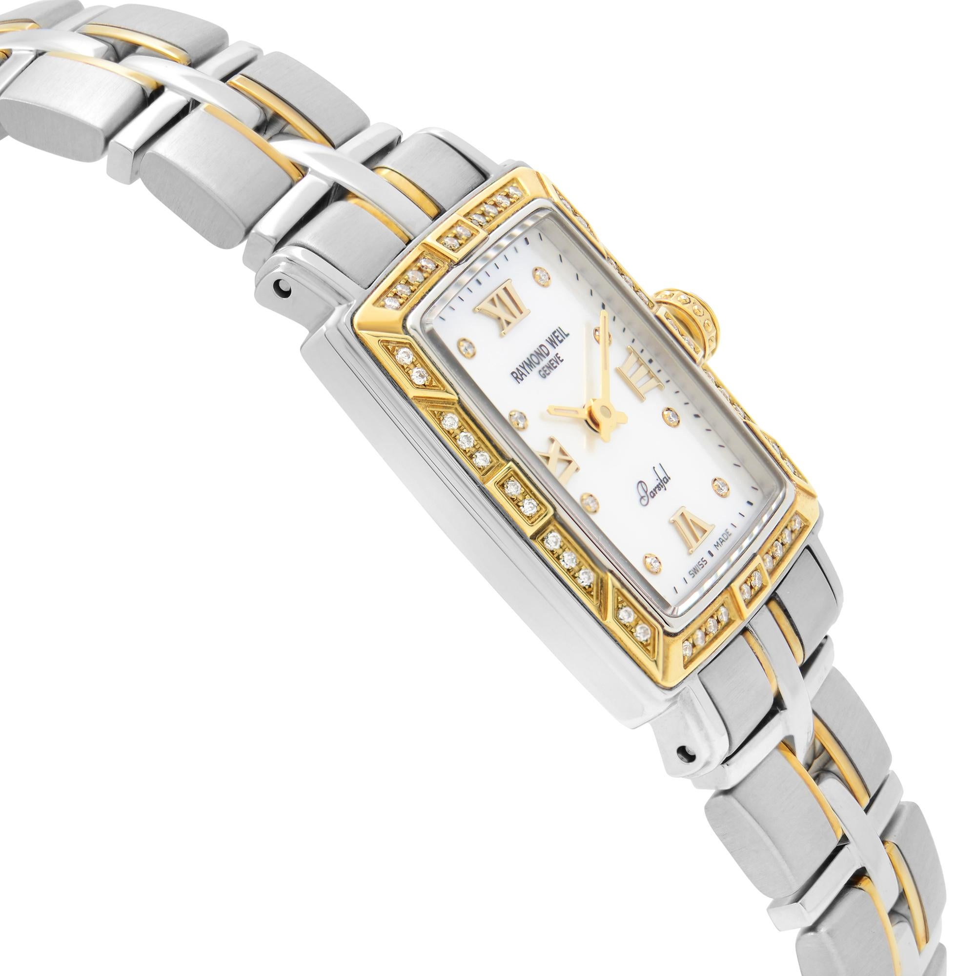 Raymond Weil Parsifal Steel Diamonds MOP Dial Quartz Ladies Watch 9740-STS-00995 In Good Condition In New York, NY