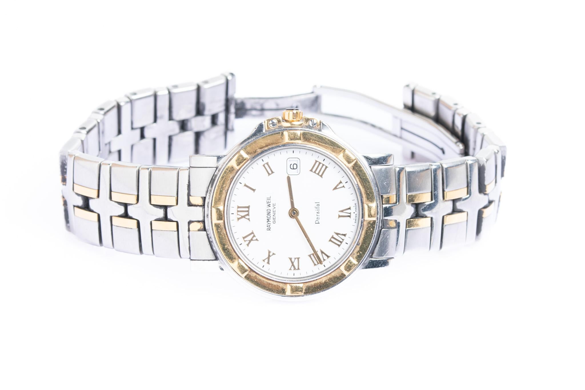 Montre Raymond Weil Parsifal bicolore en acier inoxydable et or en vente 2