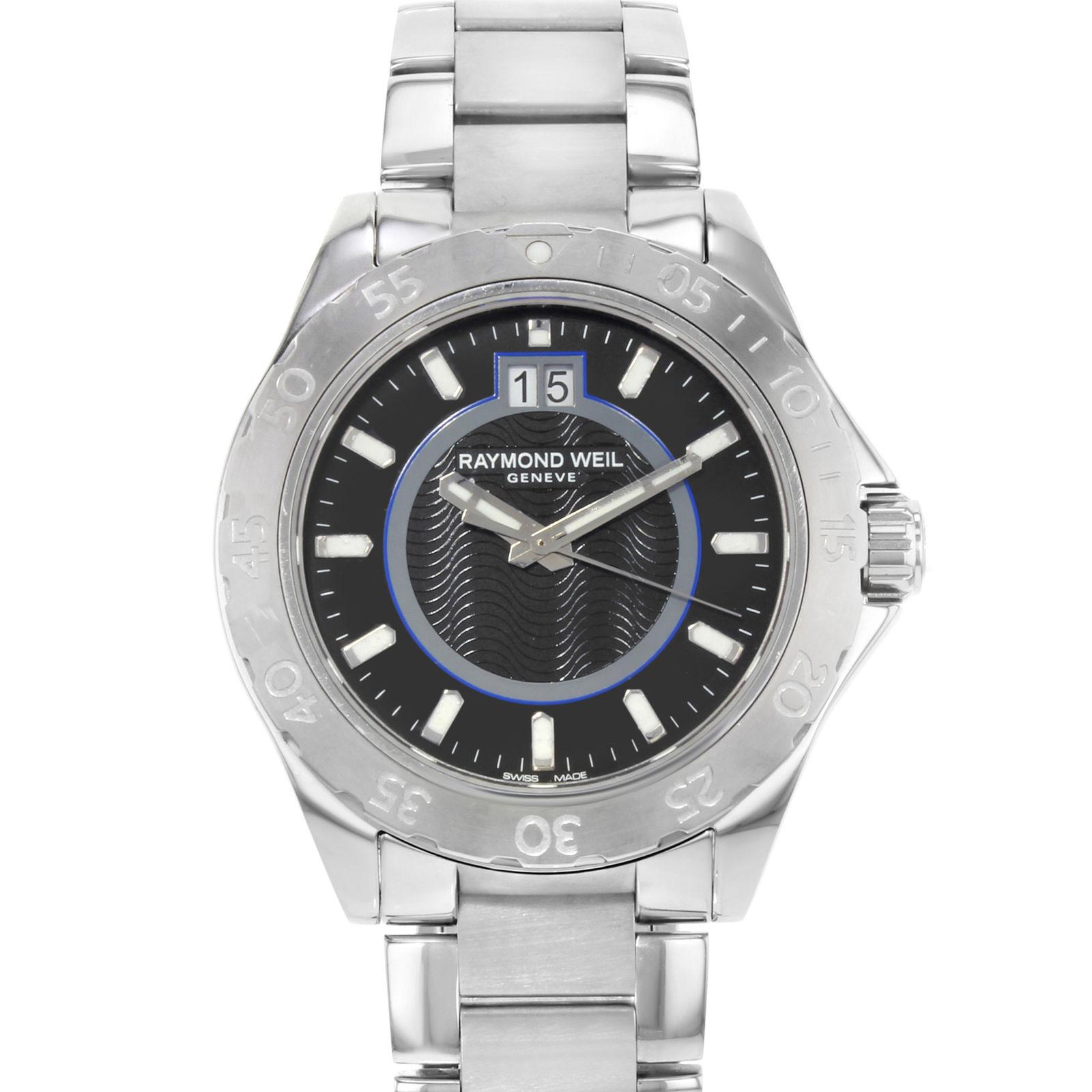 (20257)
This brand new Raymond Weil RW Sport 8650-ST-20001-PO2 is a beautiful men's timepiece that is powered by a quartz movement which is cased in a stainless steel case. It has a round shape face, date dial and has hand sticks style markers. It