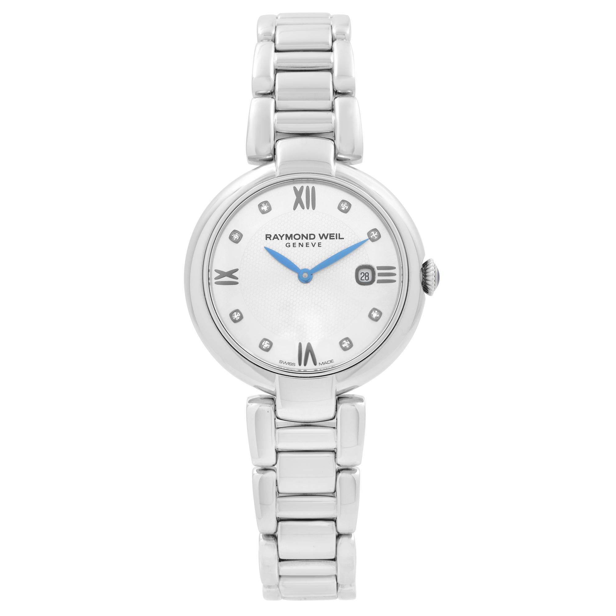 Raymond Weil Montre Etoile Shine en acier avec cadran en argent et diamants, pour femmes 1600-ST-RE695