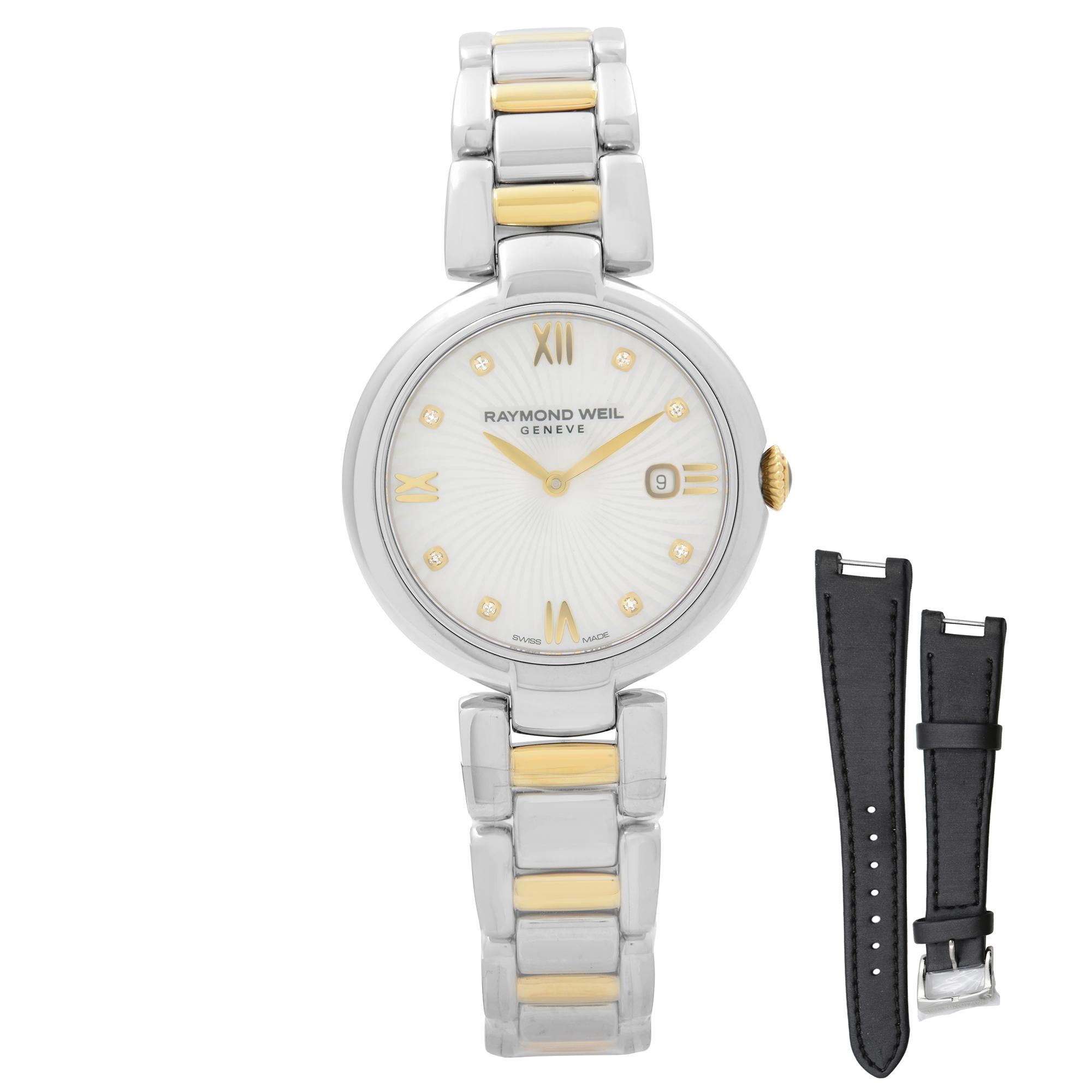 raymond weil shine two-tone diamond watch - 1600-stp-00995