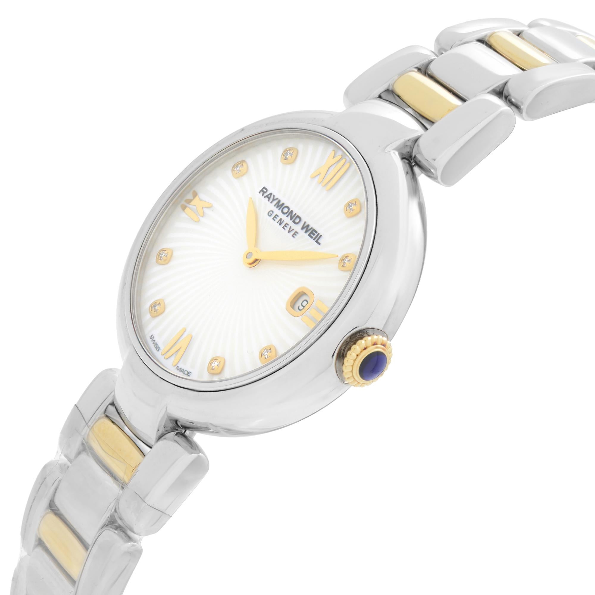 raymond weil shine two-tone diamond watch - 1600-sps-00995