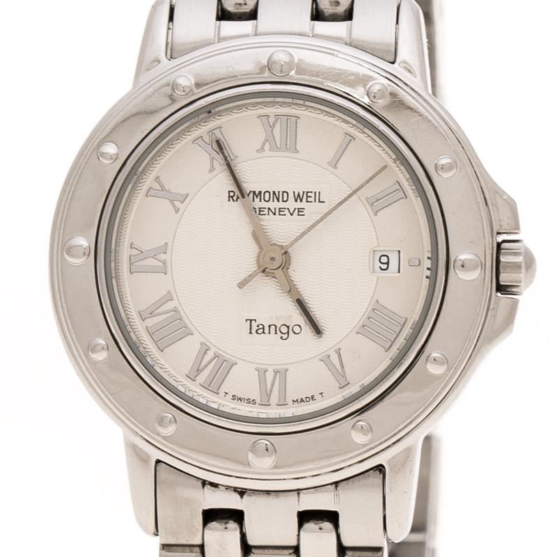 Contemporary Raymond Weil Silver Stainless Steel Tango 5630 Women's Wristwatch 39 mm