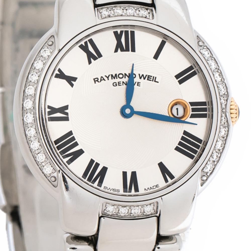 Raymond Weil Silver Two-Tone Stainless Steel Jasmine Women's Wristwatch 29MM In Good Condition In Dubai, Al Qouz 2