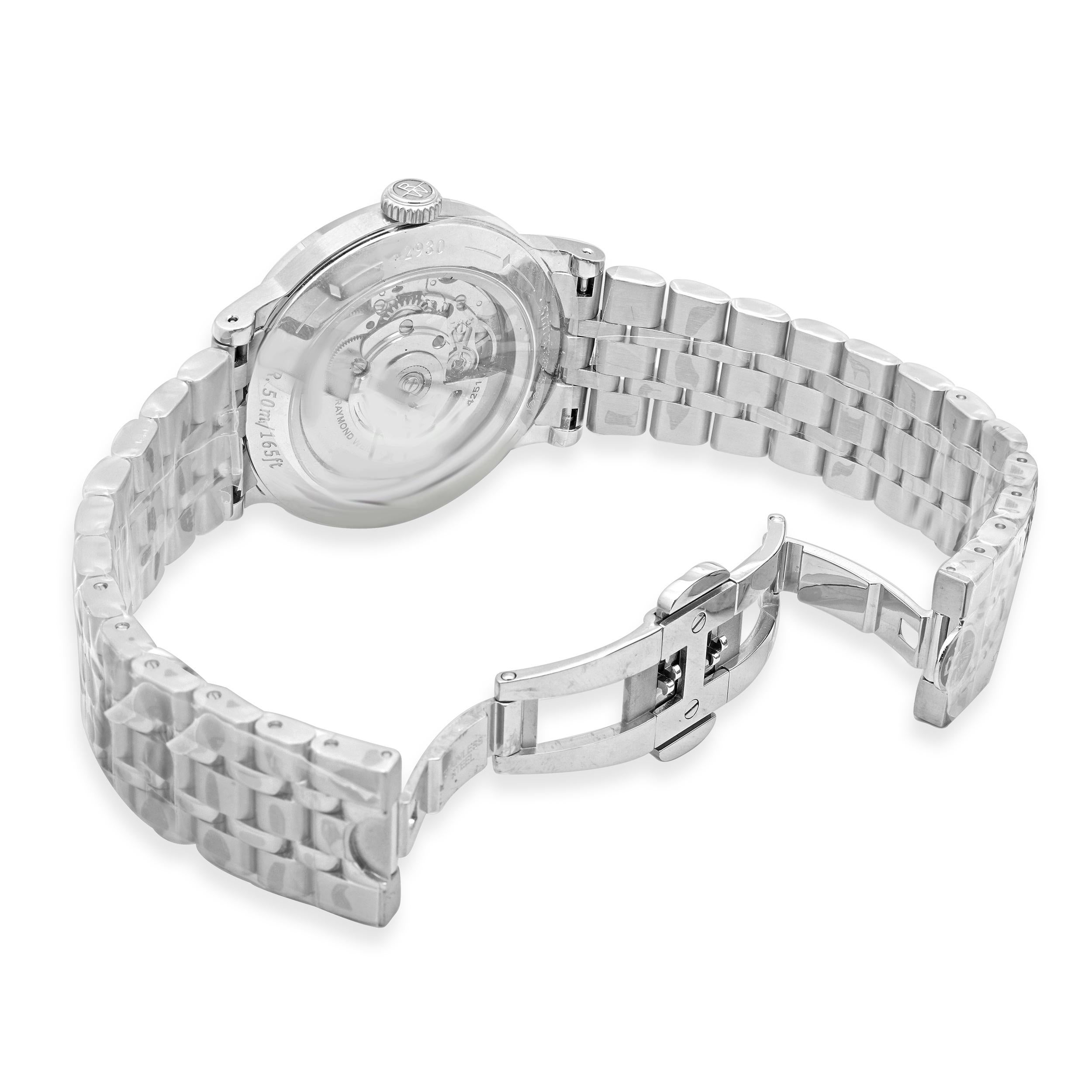 Uomo Raymond Weil Millesime 40mm in acciaio inossidabile con quadrante verde in vendita