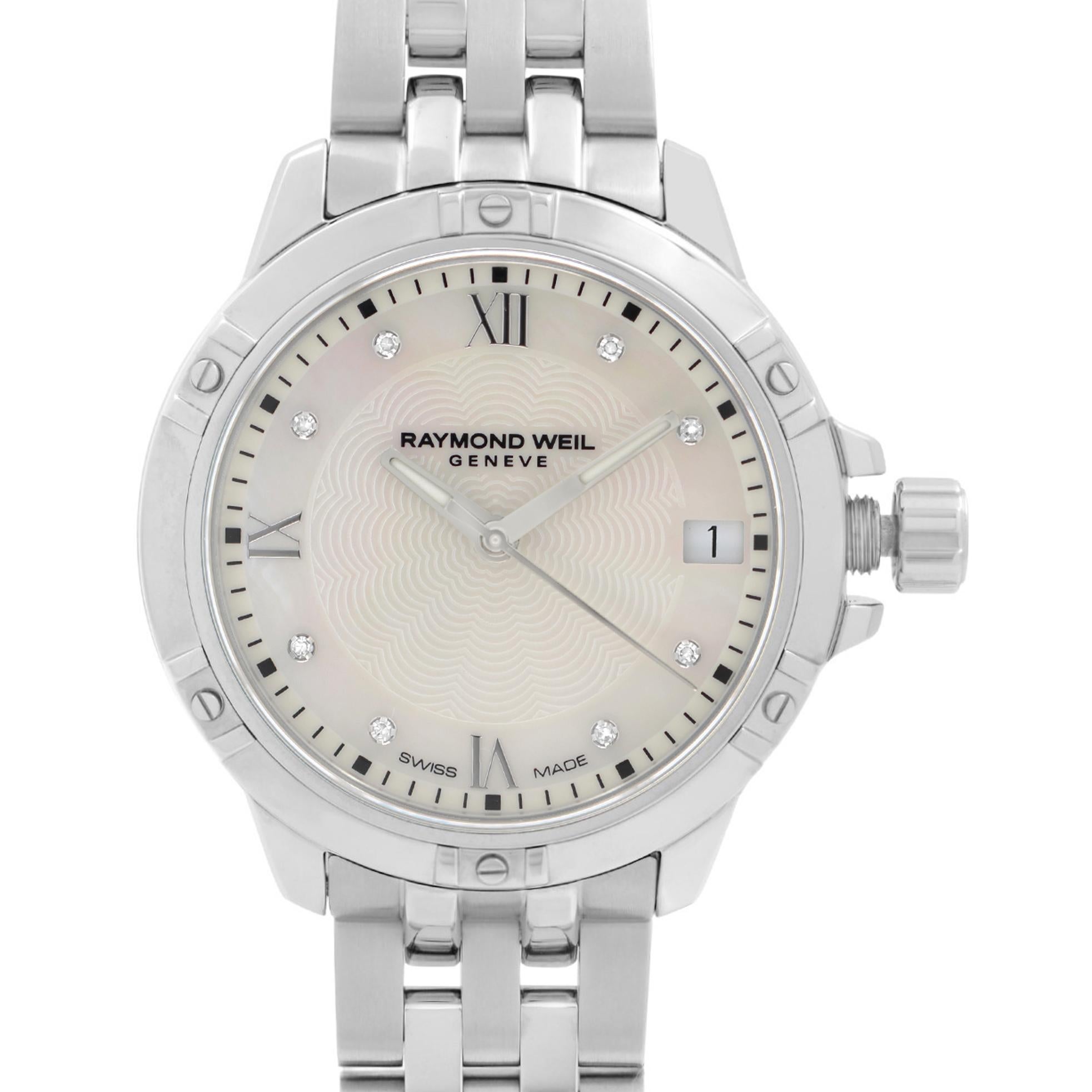 The watch has never been worn or used. Original box and papers are included. 


Details:
MSRP 1150
Brand RAYMOND WEIL
Department Women
Model Number 5960-ST-00995
Country/Region of Manufacture Switzerland
Model Raymond Weil Tango
Style