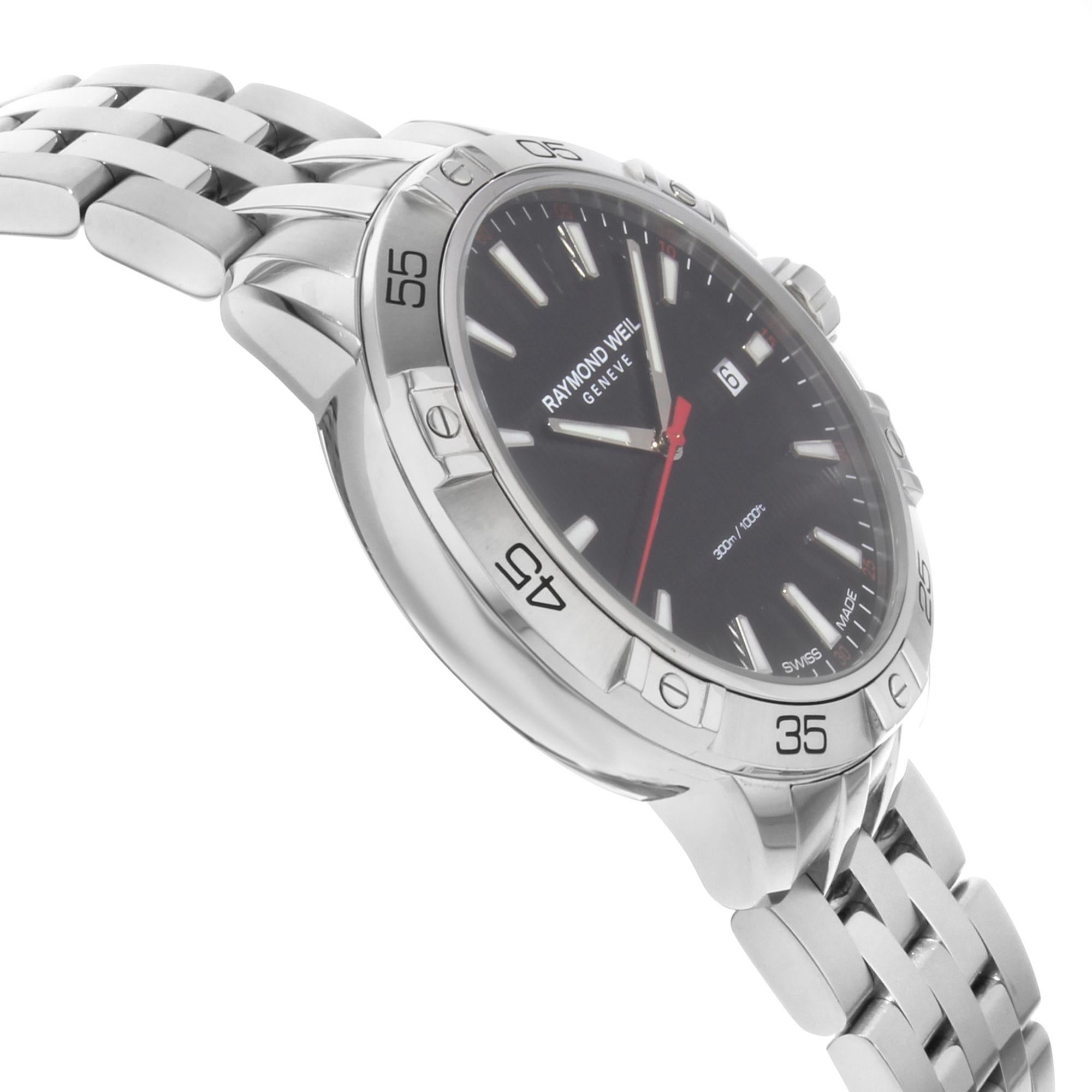 Raymond Weil Tango Edelstahl-Quarz-Herrenuhr 8160-ST2-20001 mit schwarzem Zifferblatt 1