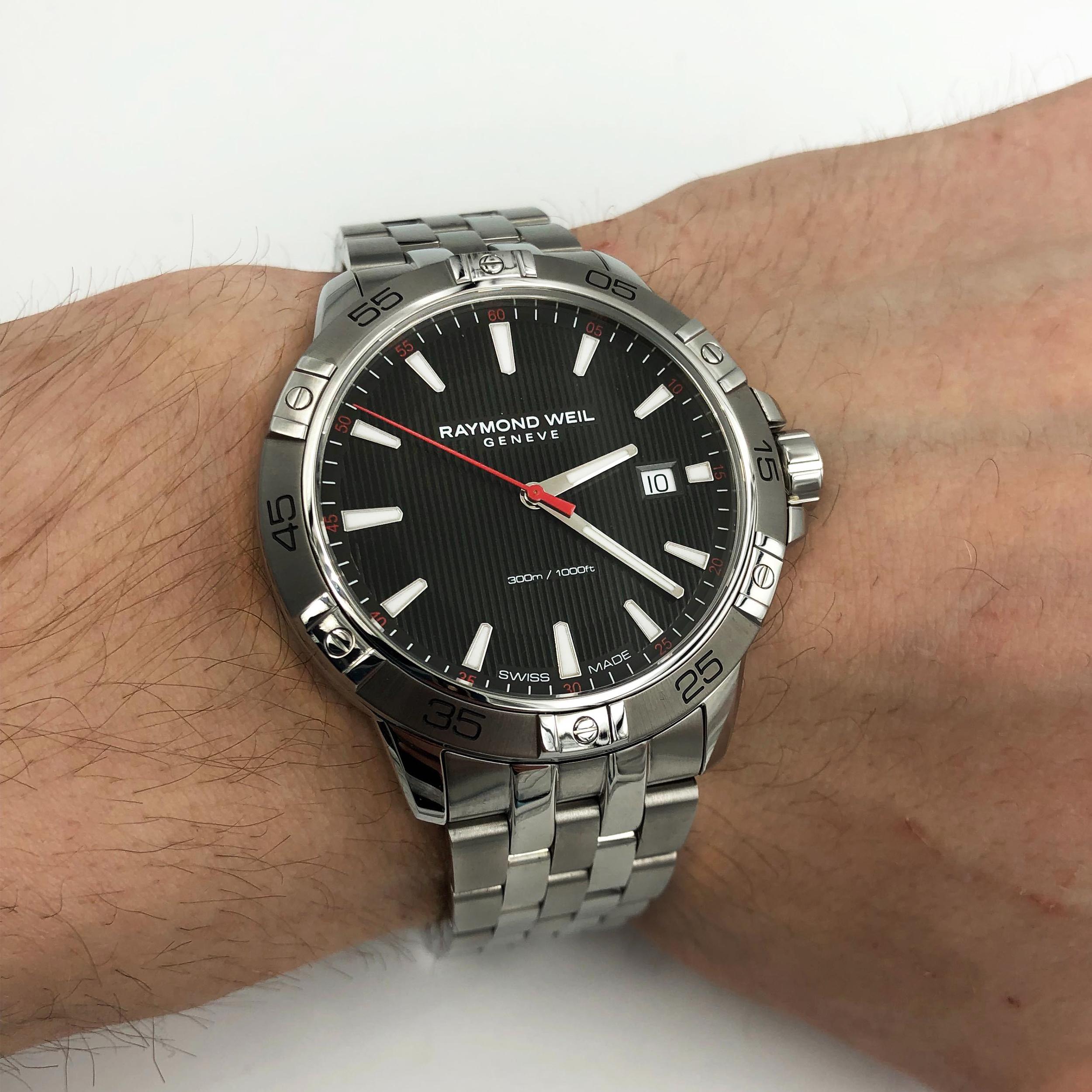 Raymond Weil Tango Edelstahl-Quarz-Herrenuhr 8160-ST2-20001 mit schwarzem Zifferblatt 4