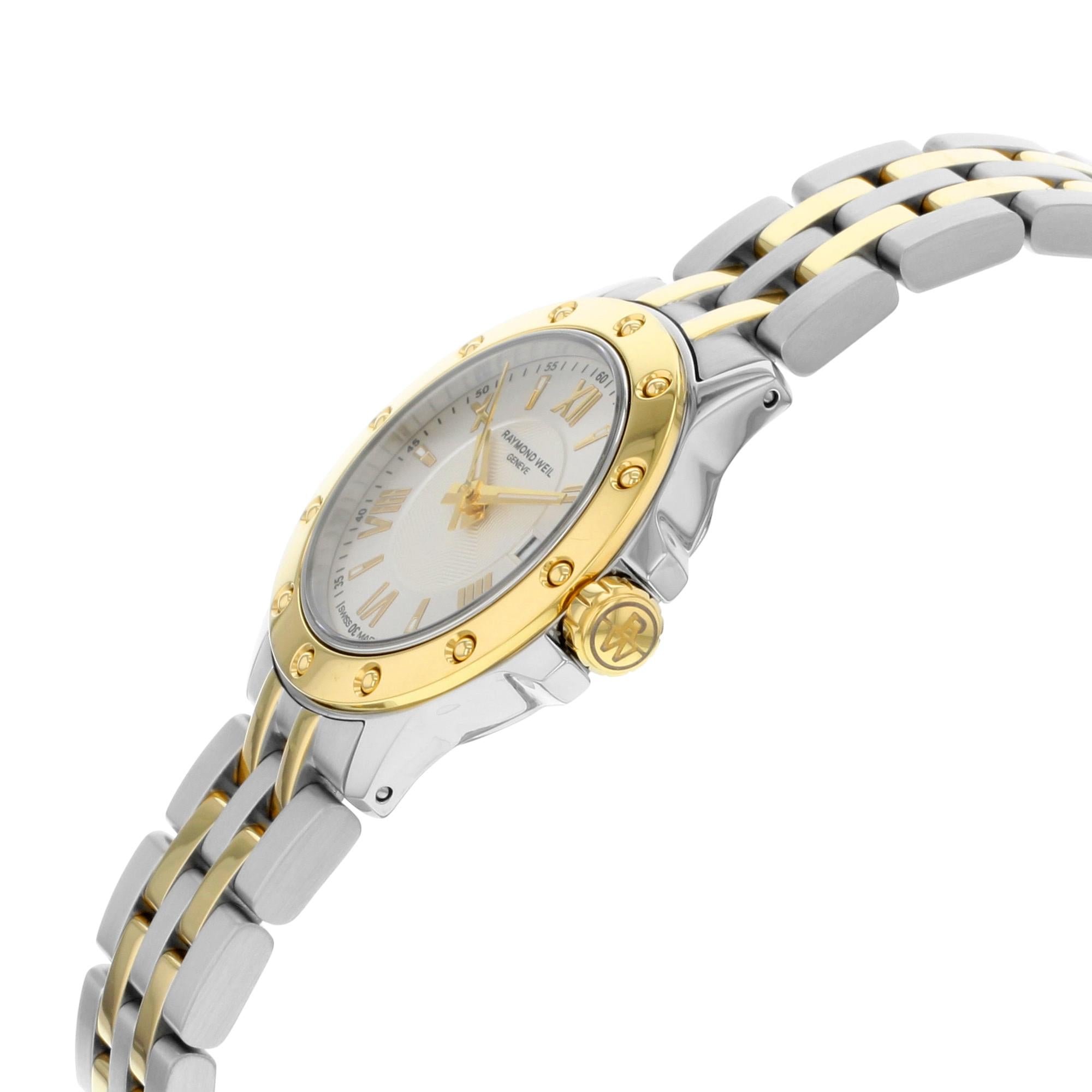 Raymond Weil Tango Silver Dial Steel Two-Tone Quartz Ladies Watch 5399-STP-00657 In Good Condition In New York, NY