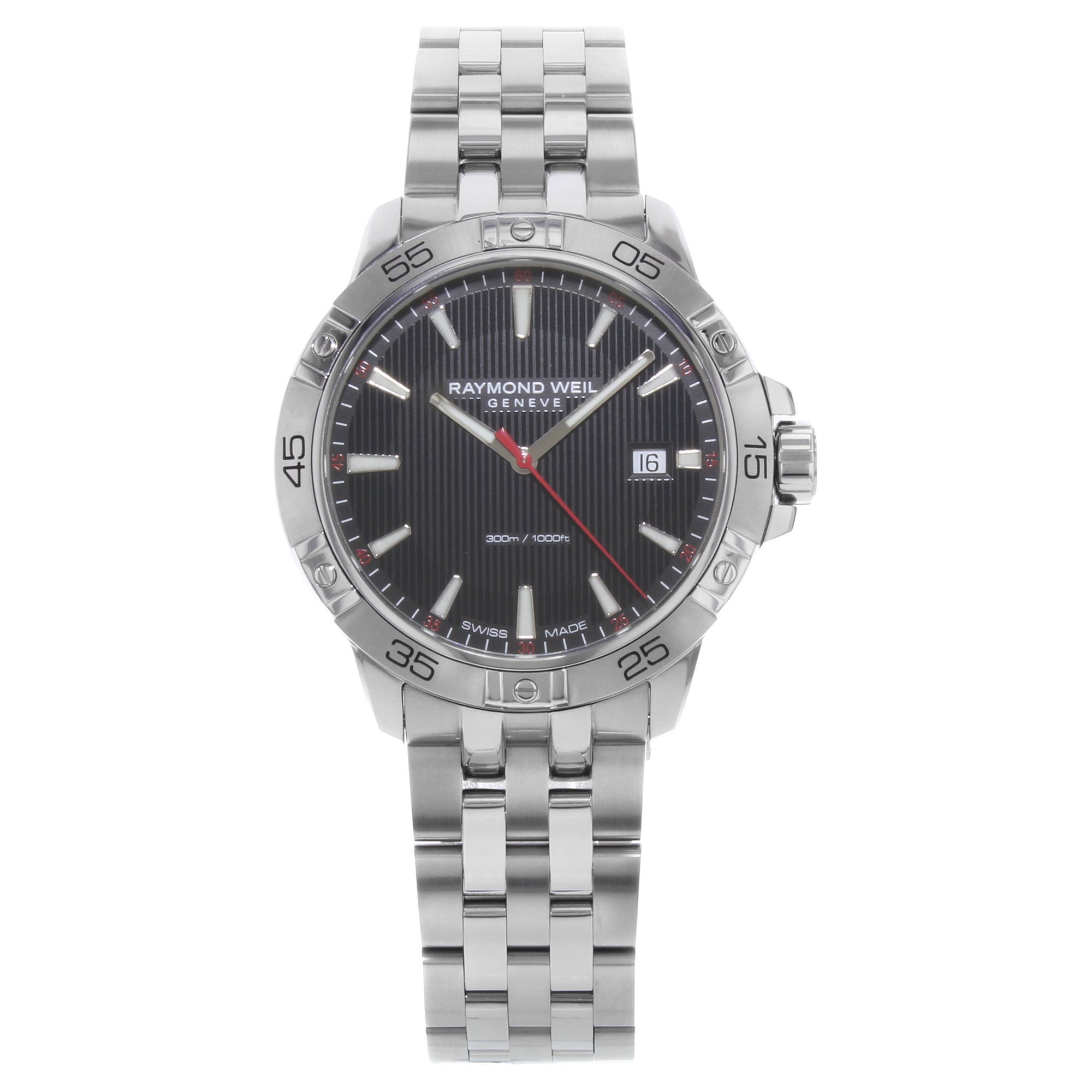 Raymond Weil Tango Edelstahl schwarzes Zifferblatt Quarz Herrenuhr 8160-ST2-20001