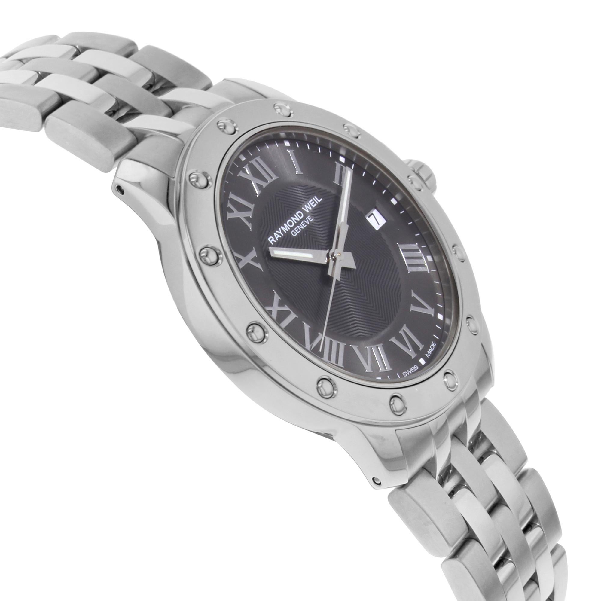 Raymond Weil Tango Stainless Steel Grey Dial Quartz Mens Watch 5599-ST-00608 In New Condition In New York, NY
