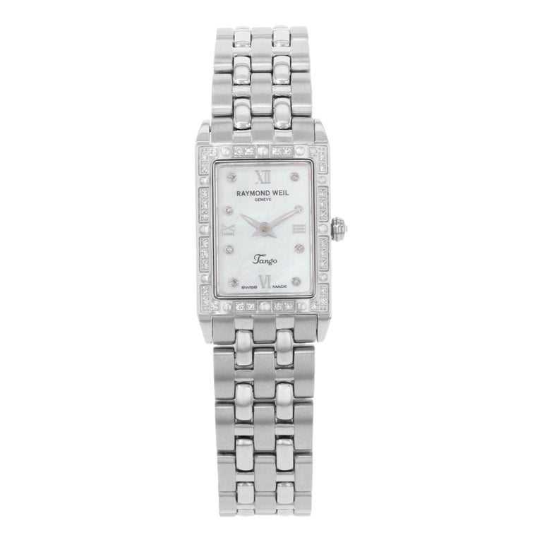 Raymond Weil Tango Stainless Steel MOP Diamonds Dial Ladies Watch 5971-STS-00995 For Sale