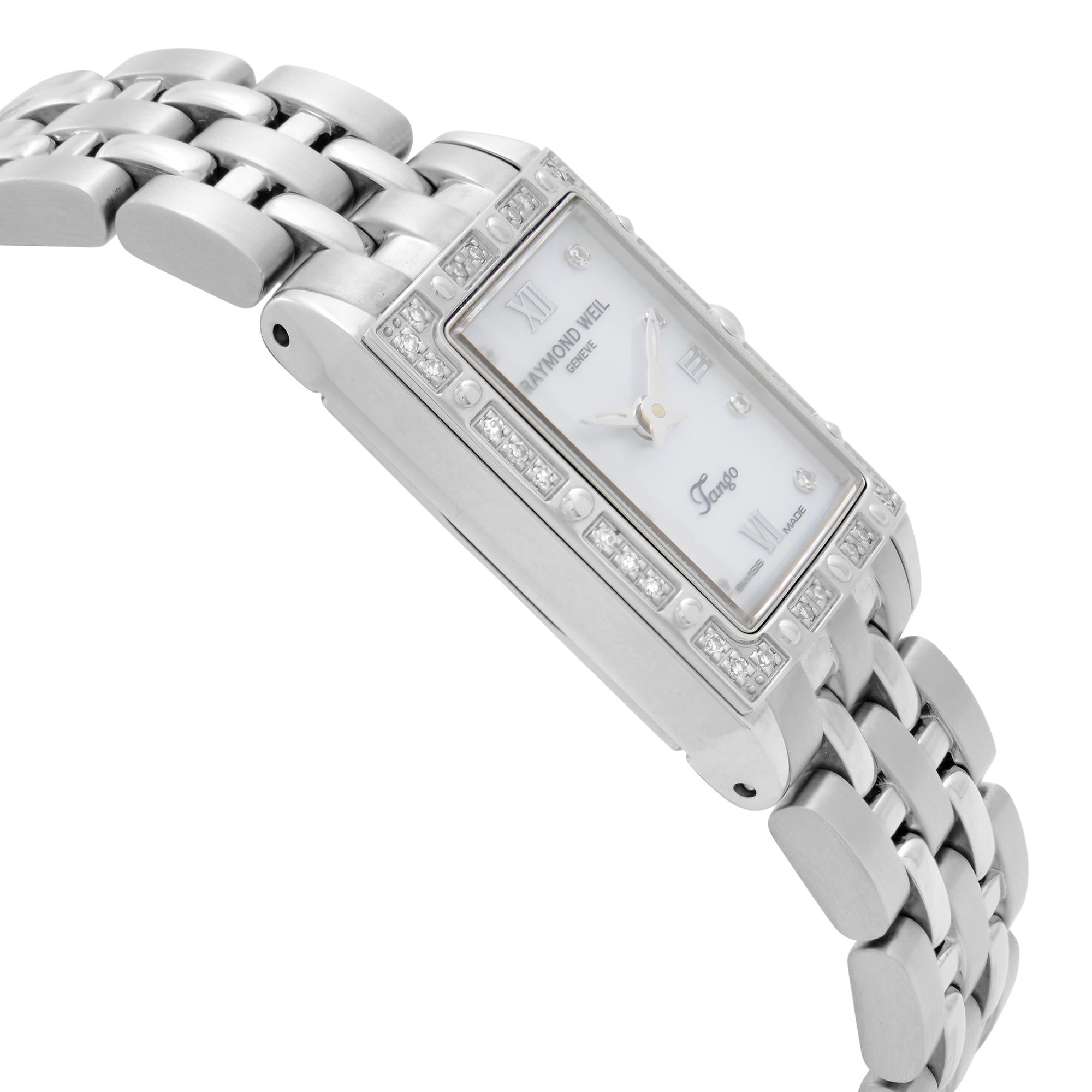 Women's Raymond Weil Tango Steel Diamond MOP Dial Quartz Ladies Watch 5971-STS-00995