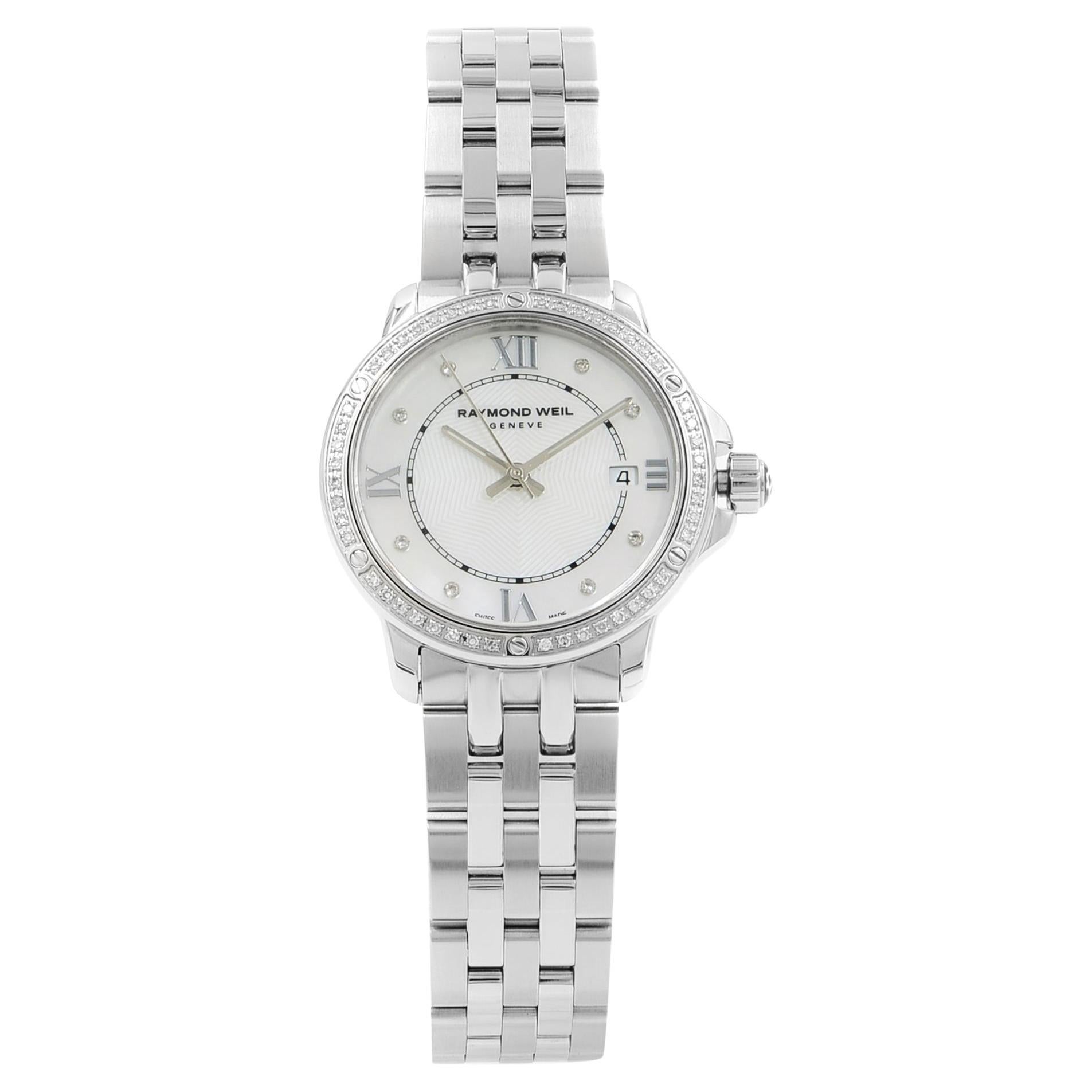 Raymond Weil Tosca Steel Diamond Black Rectangular Dial Quartz Ladies