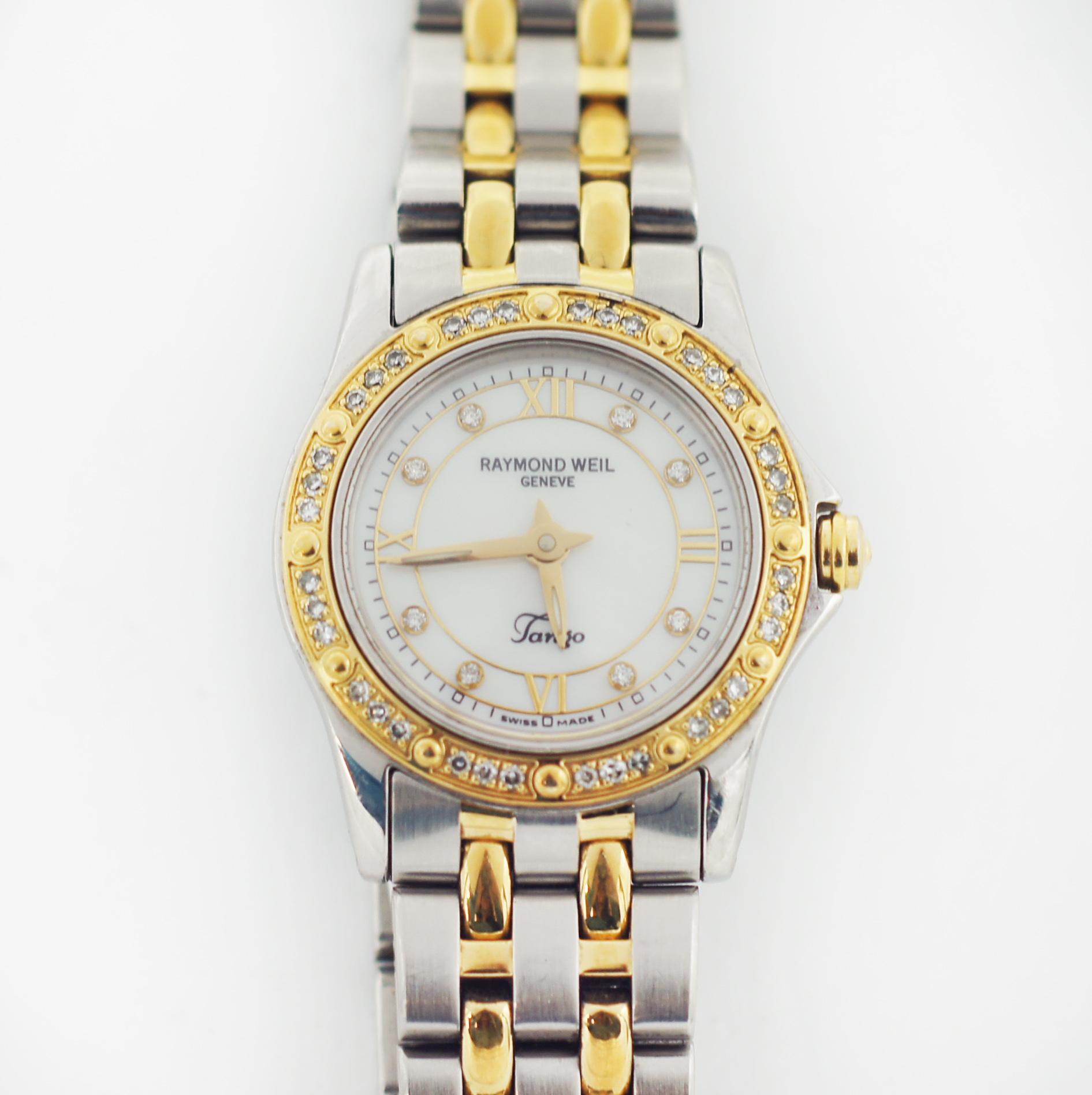 Round Cut RAYMOND WEIL Tango Two Tone MOP Diamond 5790 Watch