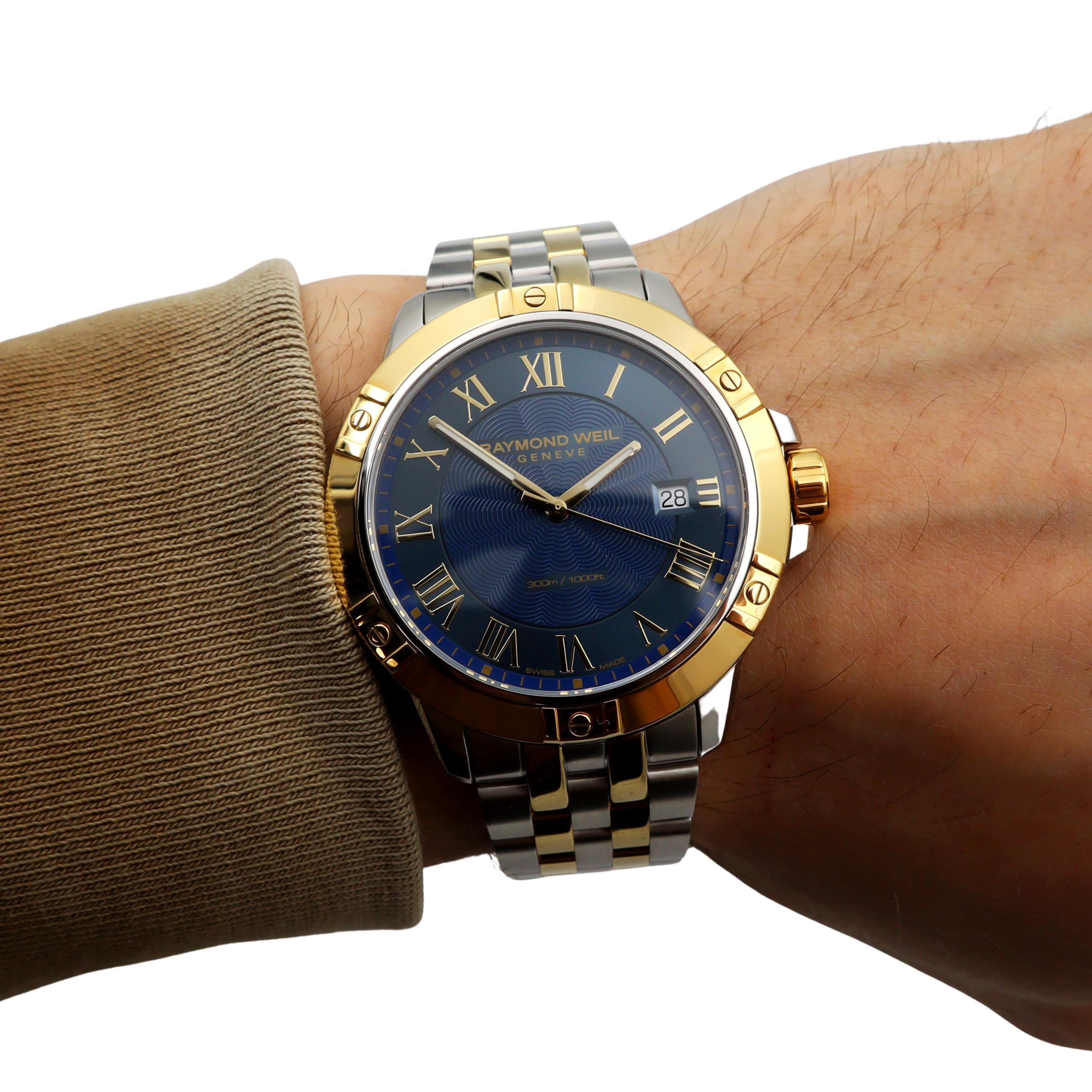 Raymond Weil Tango Herrenuhr mit zweifarbigem Stahl und blauem Zifferblatt 8160-STP-00508 4