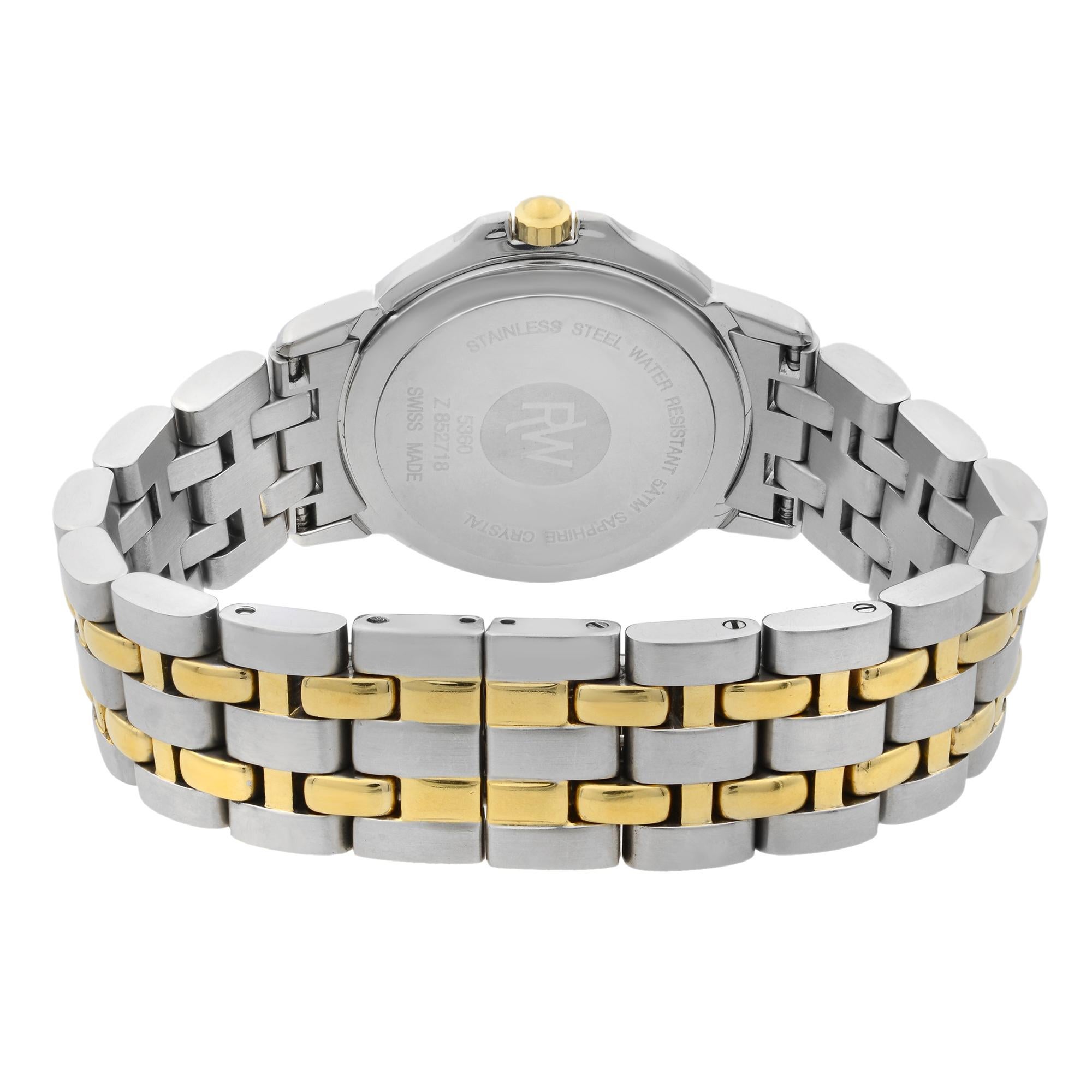 Raymond Weil Tango Damenuhr 5360, zweifarbiger Stahl, kariertes Silber Zifferblatt, Quarz 3