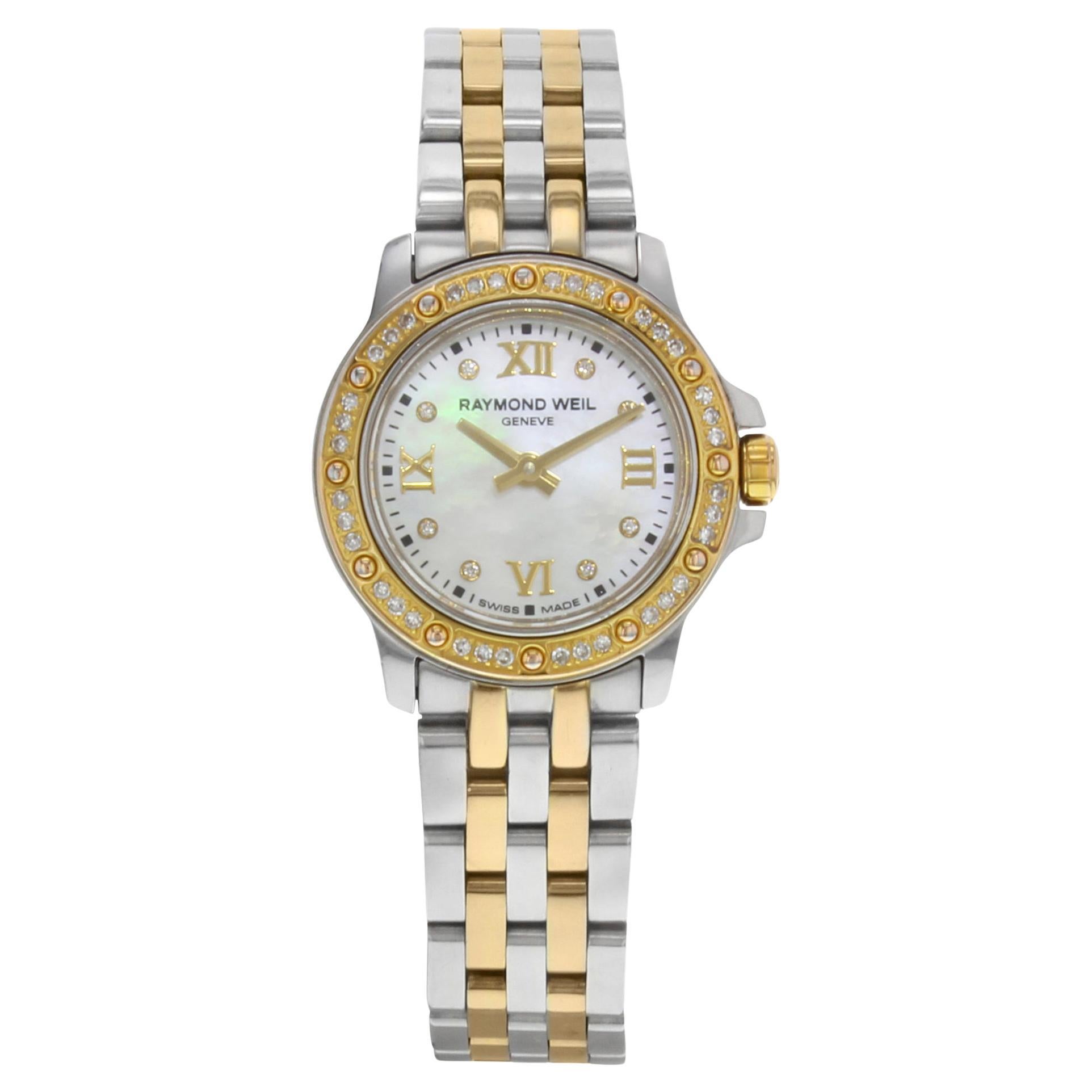 Raymond Weil Montre Tango en acier bicolore à cadran MOP et quartz pour femmes 5799-SPS-00995