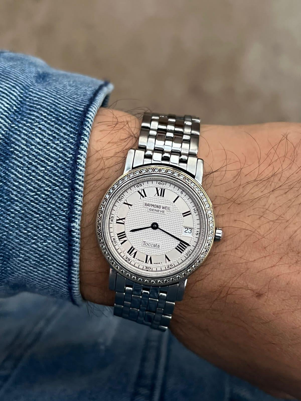 Raymond Weil Toccata Diamant-Edelstahl-Uhr 5564 Schweizer Uhr im Zustand „Gut“ in Toronto, CA