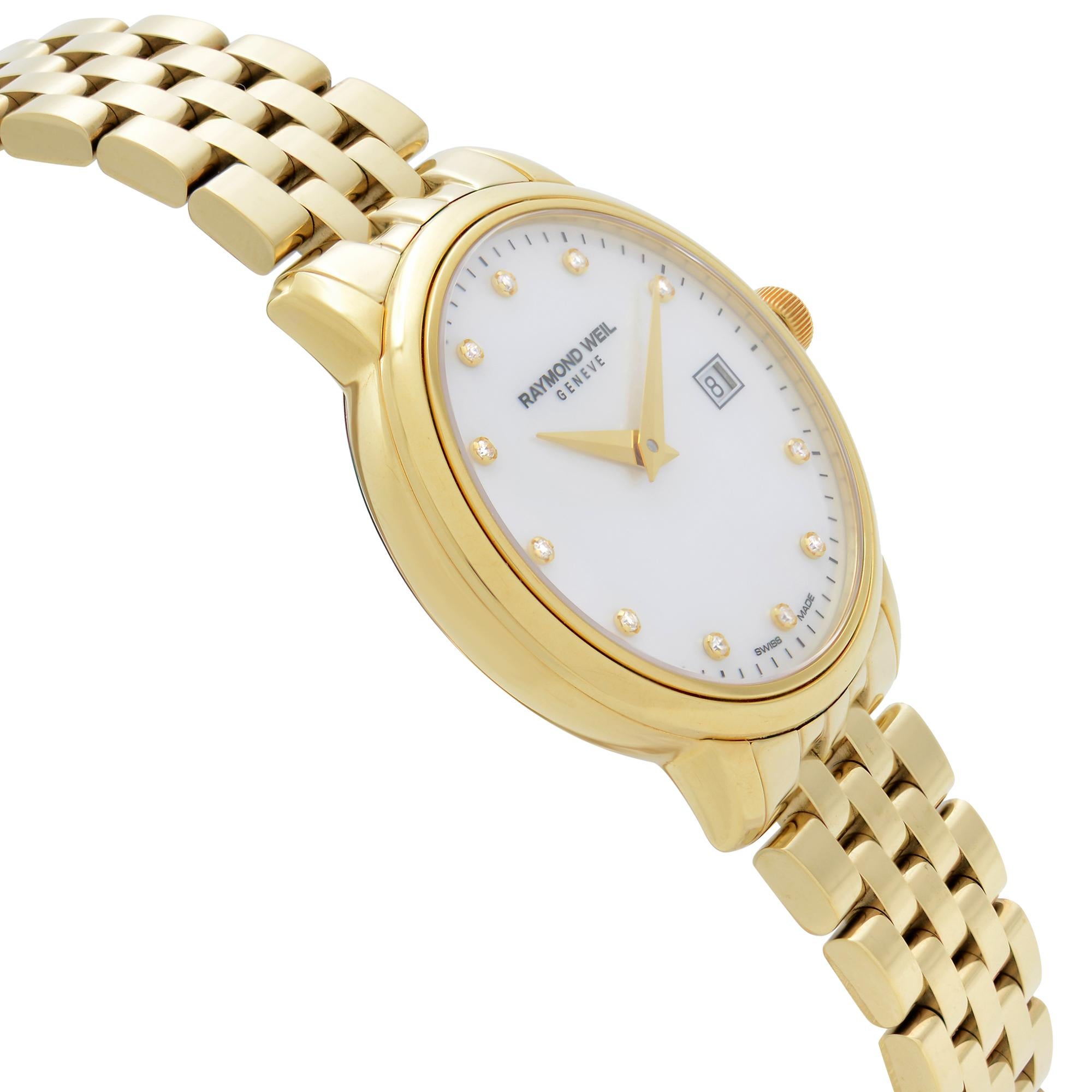 Raymond Weil Toccata Gold Tone Steel MOP Diamond Dial Ladies Watch 5988-P-97081 In Good Condition In New York, NY