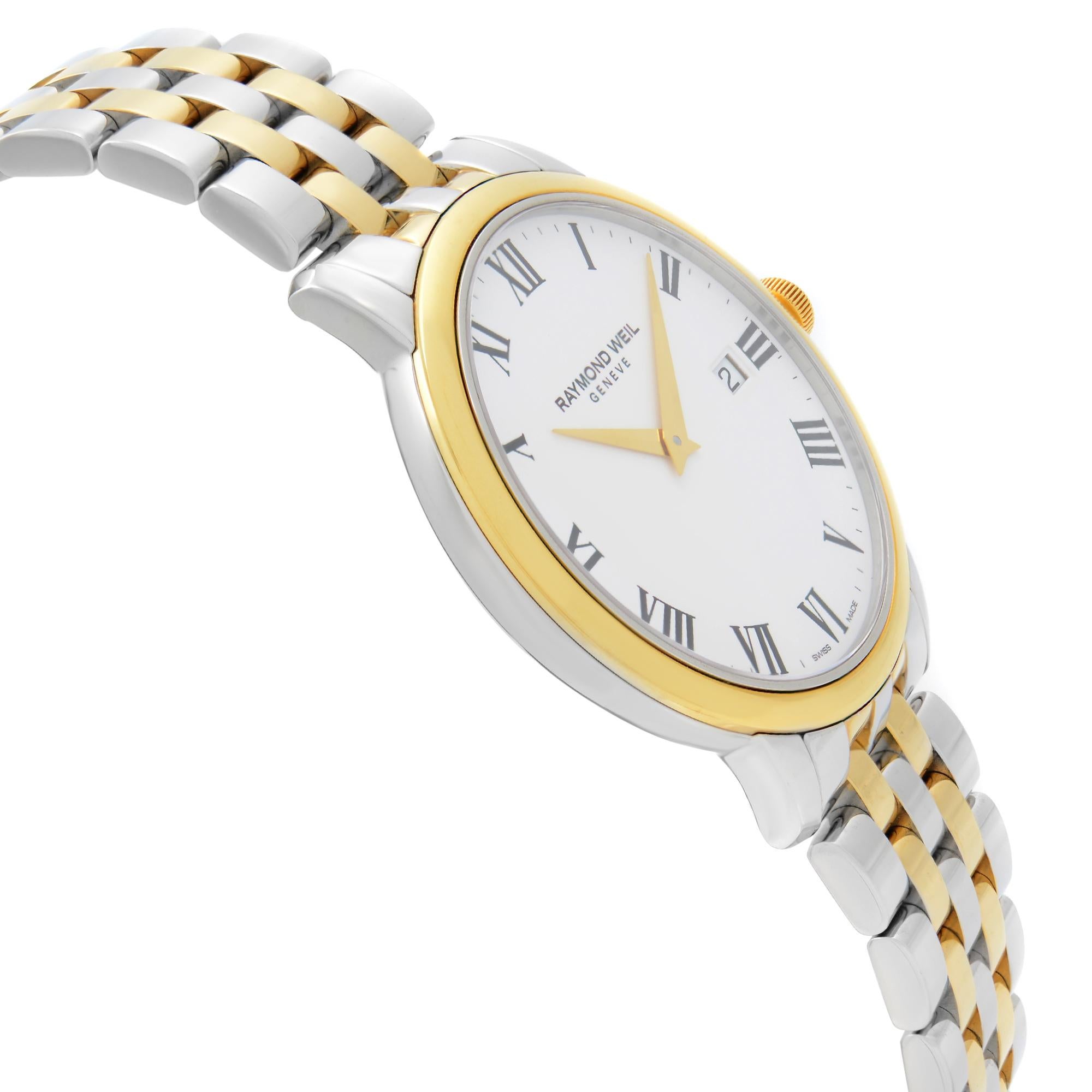 Raymond Weil Toccata Two-Tone Steel White Dial Quartz Mens Watch 5488-STP-00300 In New Condition In New York, NY
