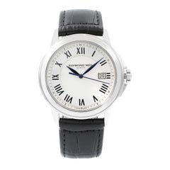 Raymond Weil Tradition White Dial Leather Steel Quartz Mens Watch 5578-STC-00300