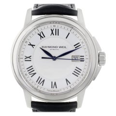 Raymond Weil Tradition White Dial Leather Steel Quartz Mens Watch 5578-STC-00300