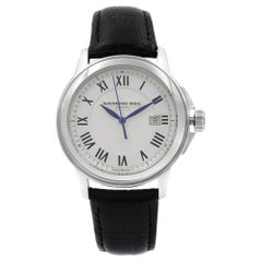 Raymond Weil Tradition White Dial Leather Steel Quartz Mens Watch 5578-STC-00300