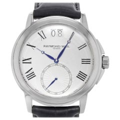 Raymond Weil Tradition White Dial Leather Steel Quartz Mens Watch 9578-STC-00300