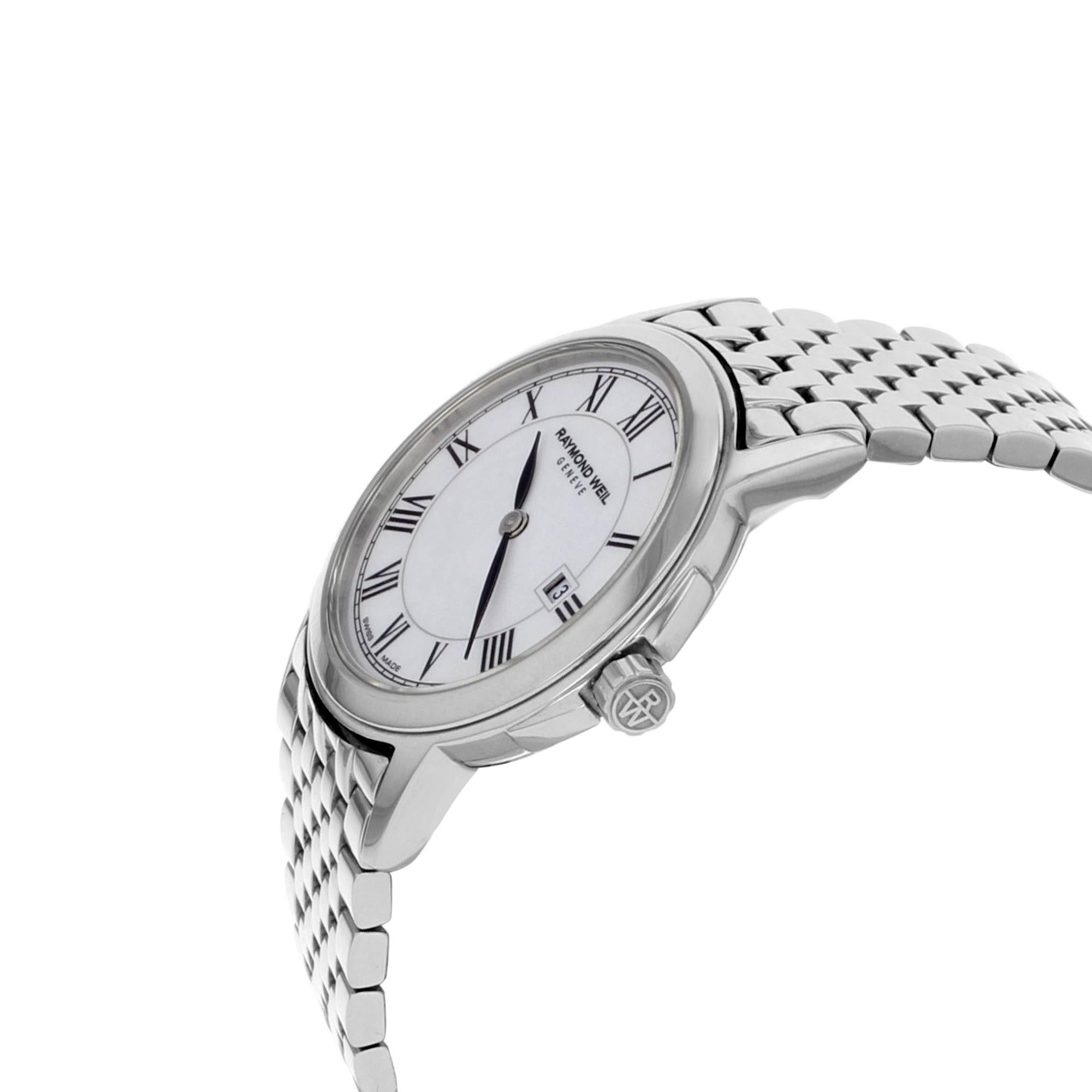 Raymond Weil Tradition White MOP Dial Steel Quartz Ladies Watch 5966-ST-00970 In Excellent Condition In New York, NY