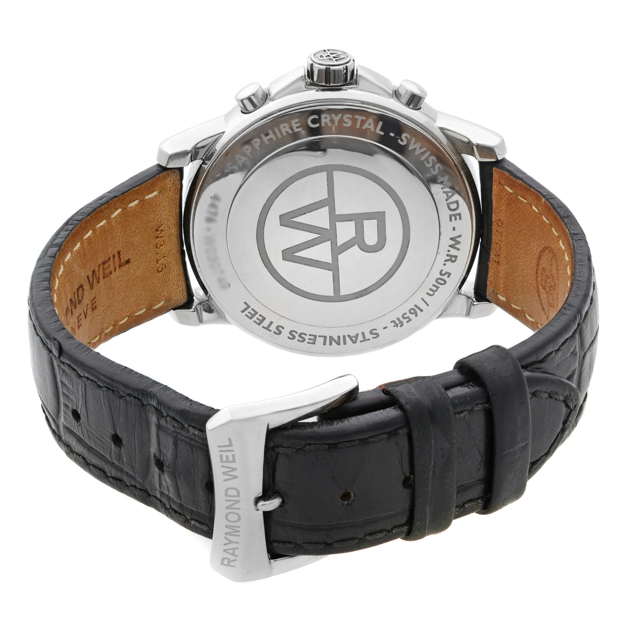 Raymond Weil Tradition White Roman Dial Steel Quartz Men's Watch 4476-STC-00300 1