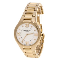 Raymond Weil White Mother of Pearl Gold Plated Stainless Steel Noemia 5136 Women