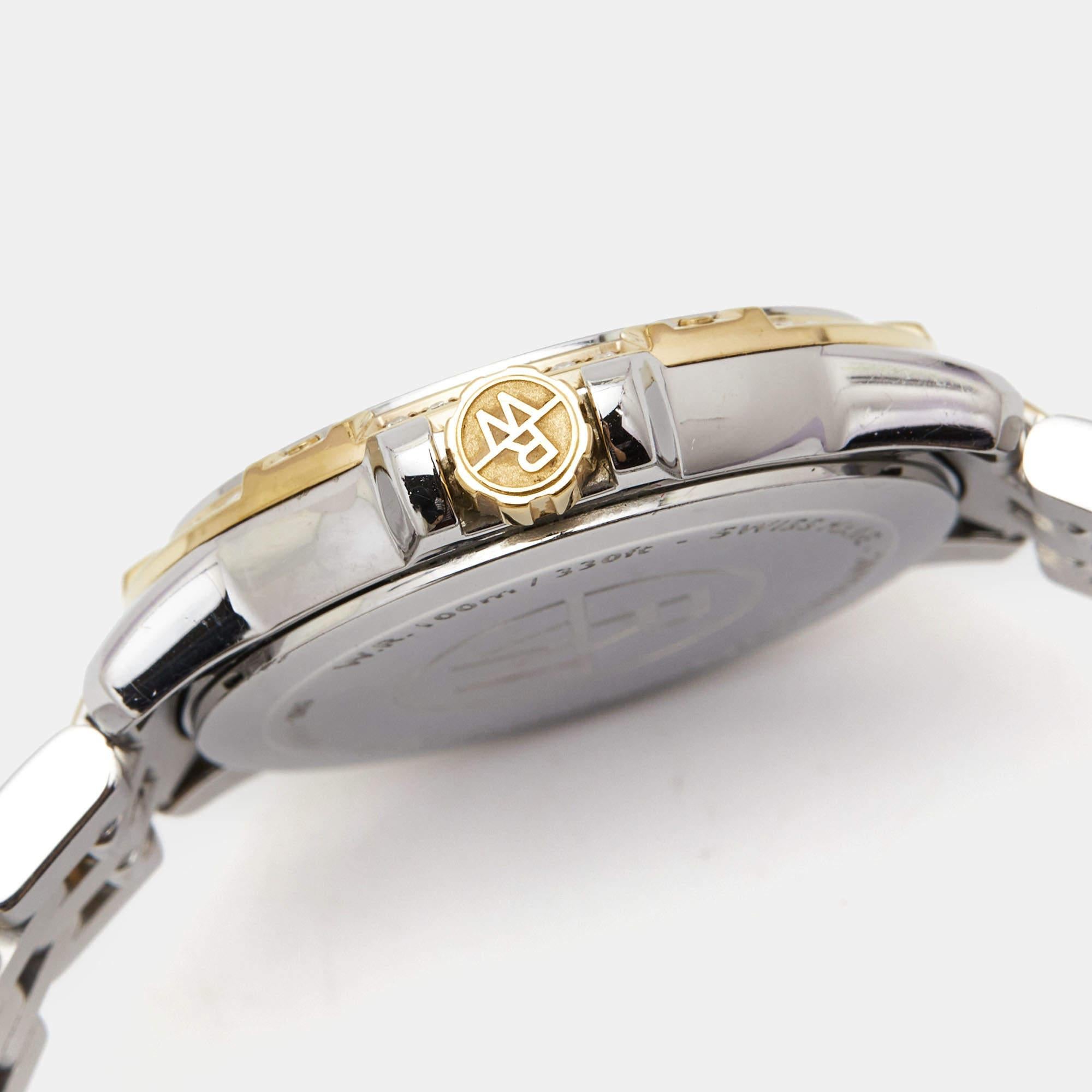 Uncut Raymond Weil White Mother of Pearl Two-Tone Stainless Steel Diamond Tango 5960-S For Sale