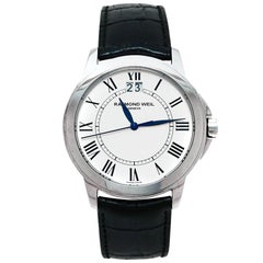 Raymond Weil White Stainless Steel & Leather Tradition 5476 Men's Wristwatch 39M