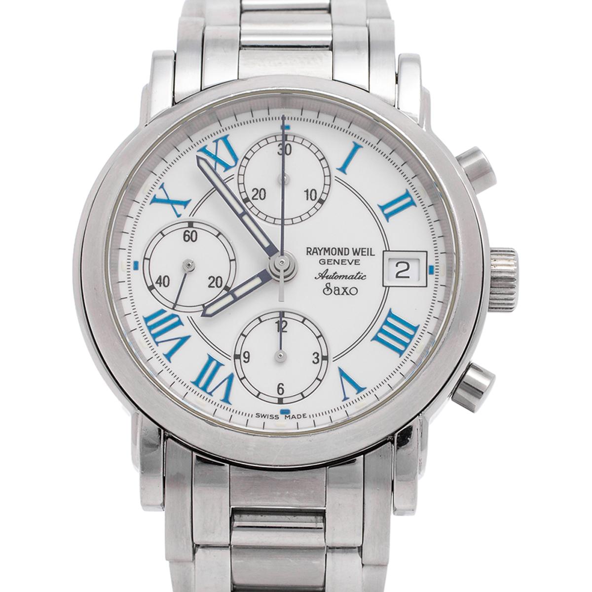 Contemporary Raymond Weil White Stainless Steel Saxo 7720 Men's Wristwatch 37 mm