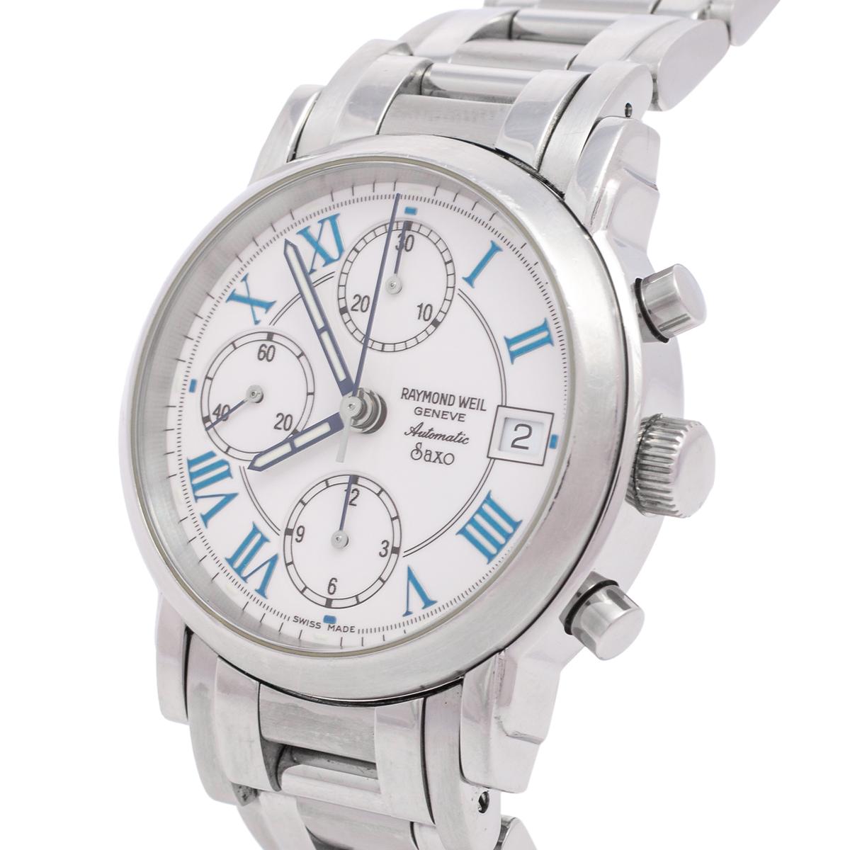 Raymond Weil White Stainless Steel Saxo 7720 Men's Wristwatch 37 mm In Good Condition In Dubai, Al Qouz 2