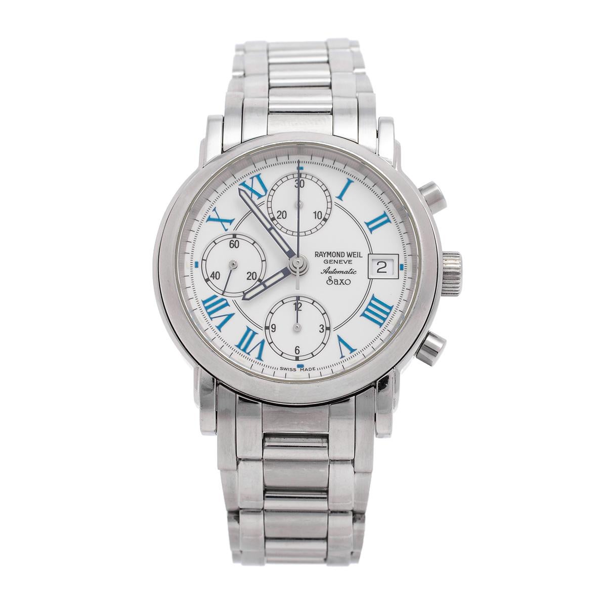 Raymond Weil White Stainless Steel Saxo 7720 Men's Wristwatch 37 mm