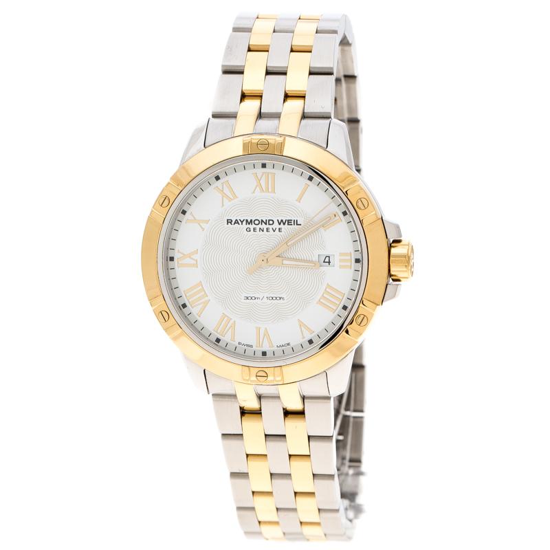 Raymond Weil White Two-Tone Stainless Steel Tango 8160 Men
s Wristwatch 41 mm